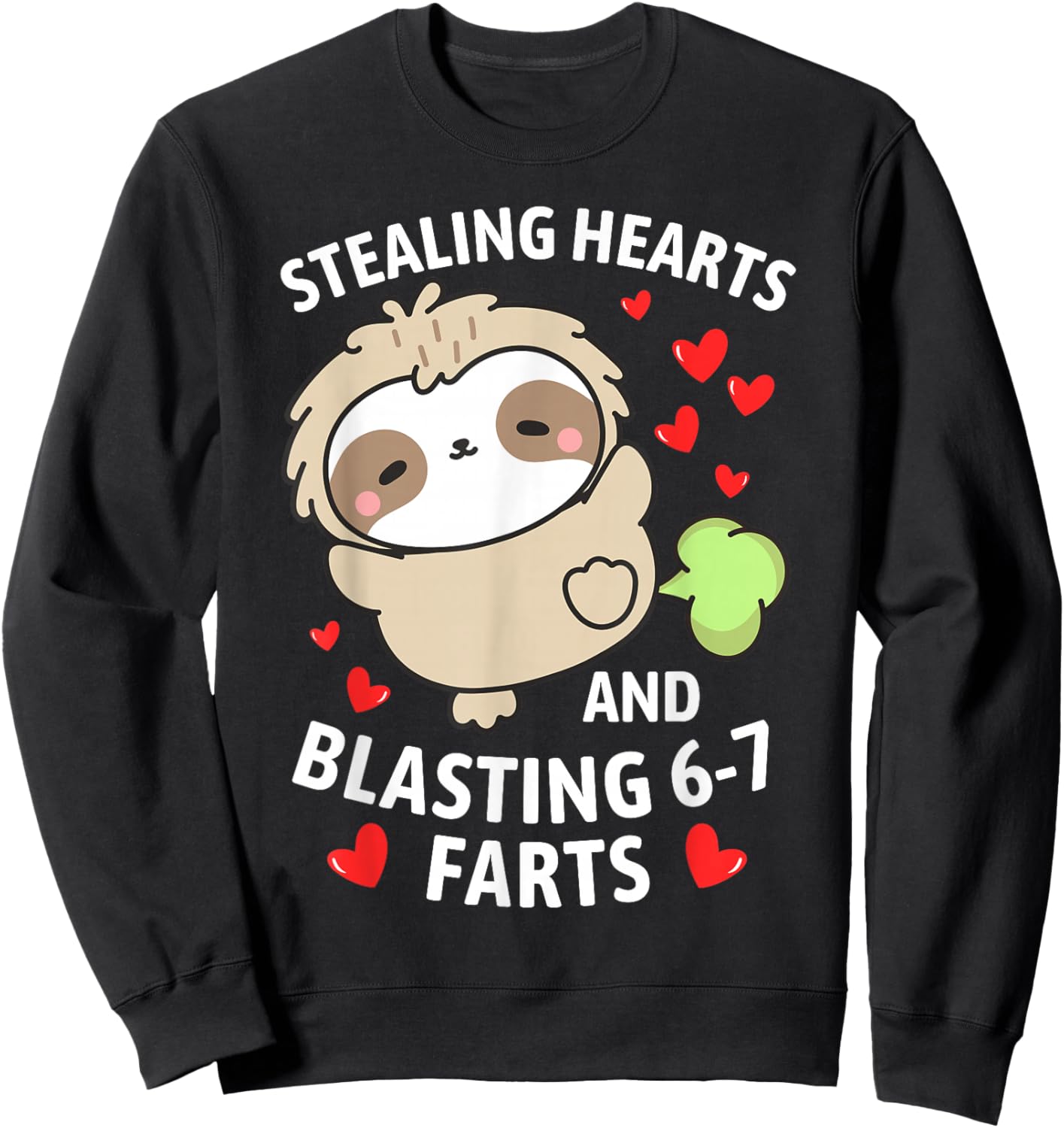 67 Meme Stealing Hearts Valentine's Day Sloth Kids Boys Sweatshirt - Sweatshirt | Black