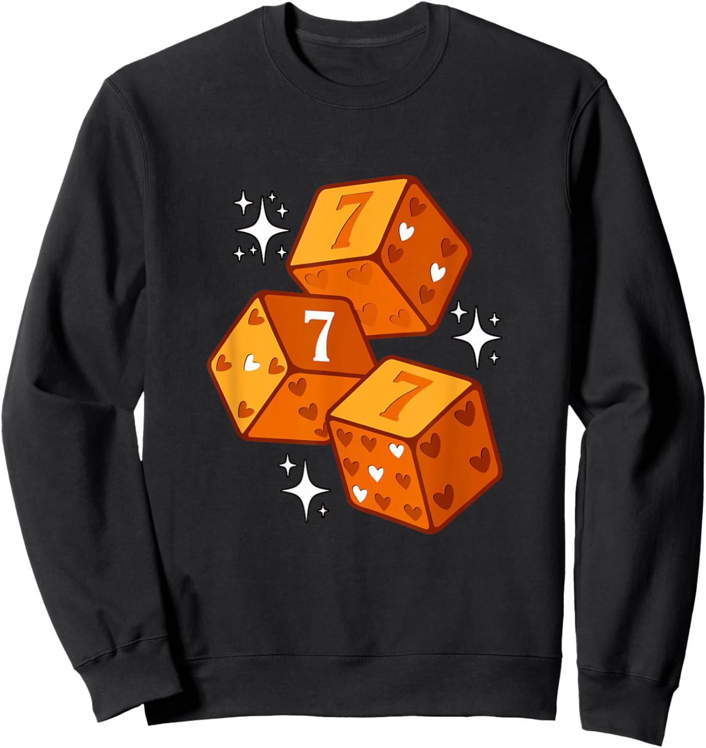 Orange Color Lucky Heart Orange Graphic Sweatshirt - Sweatshirt | Black