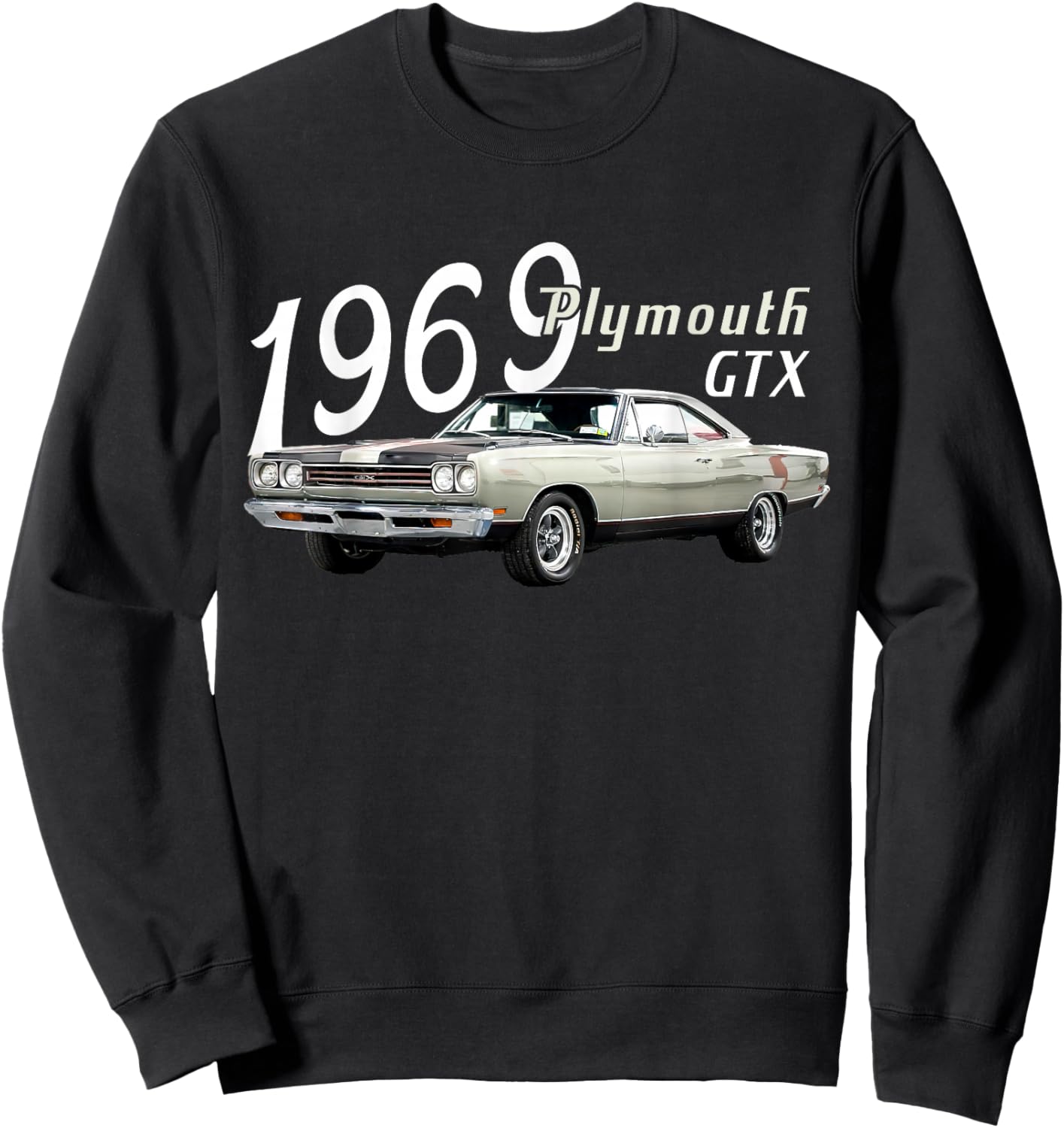 1969 69 GTX Classic Vintage Old Car USA Flag Sweatshirt - Sweatshirt | Black