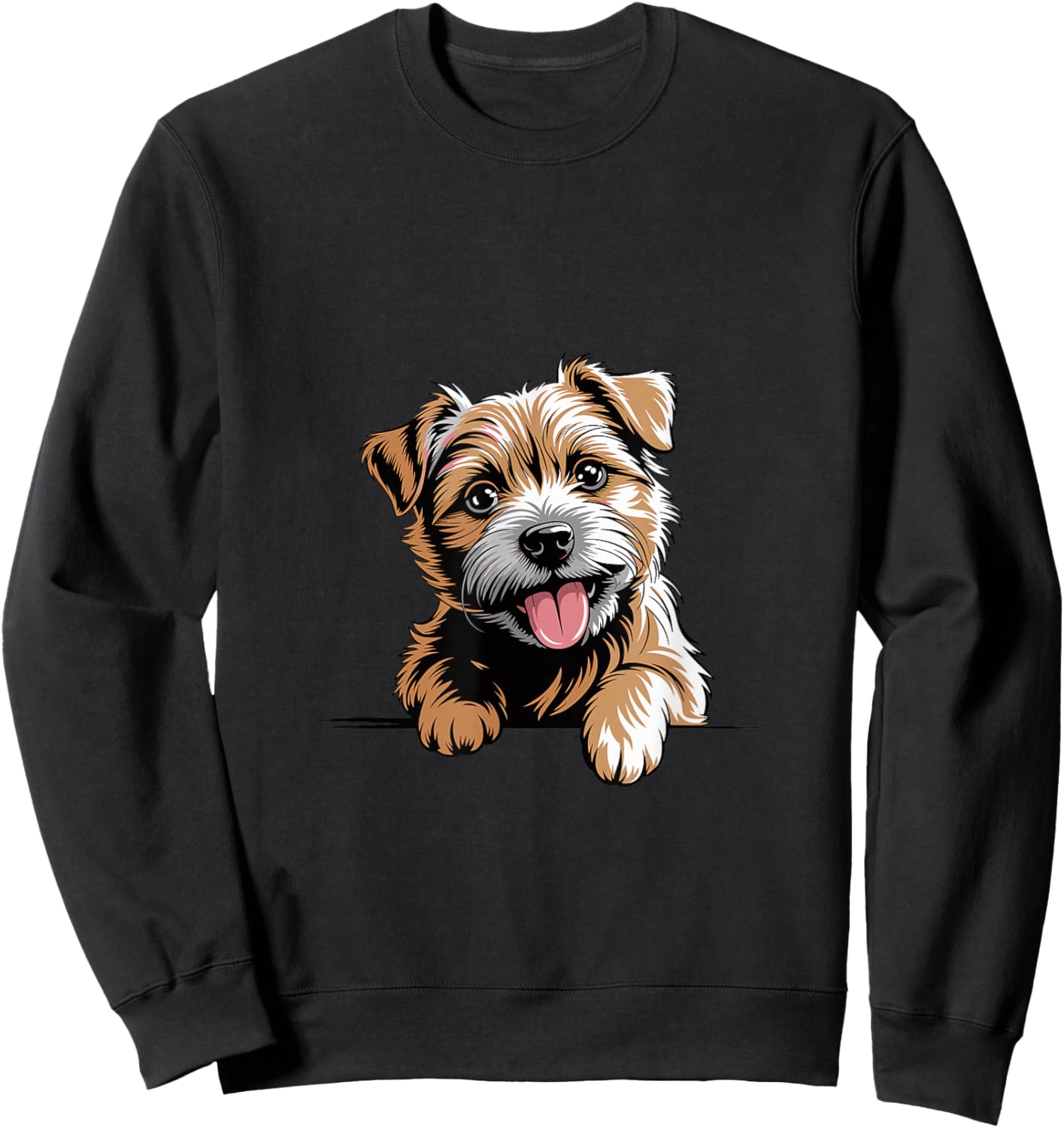 Cute Small Artistic Illustration Cartoon Norfolk Terrier Sweatshirt - Sweatshirt | Black