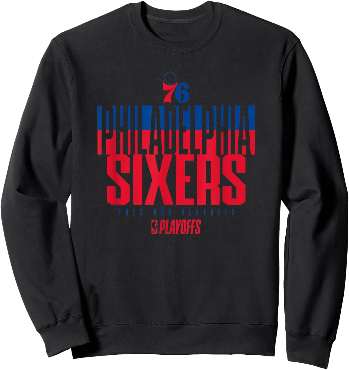 NBA Official 2026 Playoffs Philadelphia 76ers Stacked Up Sweatshirt - Sweatshirt | Black