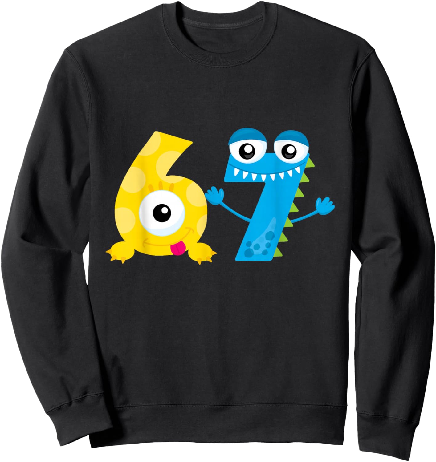 Bruh 67 Six Seven Monsters 6-7 Funny Brainrot Meme Kids Teen Sweatshirt - Sweatshirt | Black