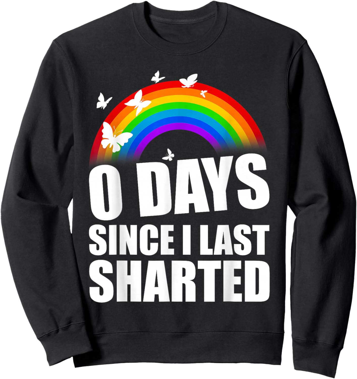 Inappropriate 0 Days Since I Last Sharted Funny Adult Humor Sweatshirt - Sweatshirt | Black
