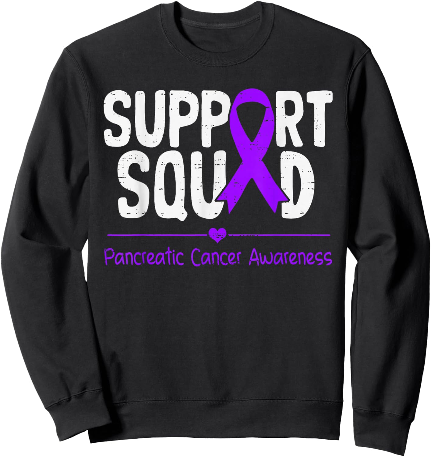 Support Pancreatic Cancer Awareness Ribbon Purple Adult Kids Sweatshirt - Sweatshirt | Black