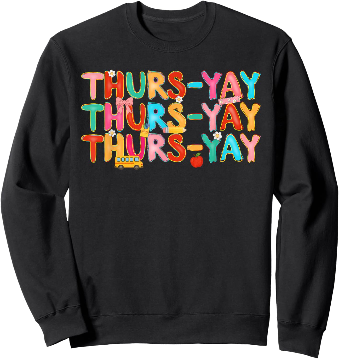 Thursday Thurs-Yay Teacher Squad Student Weekday Back School Sweatshirt - Sweatshirt | Black