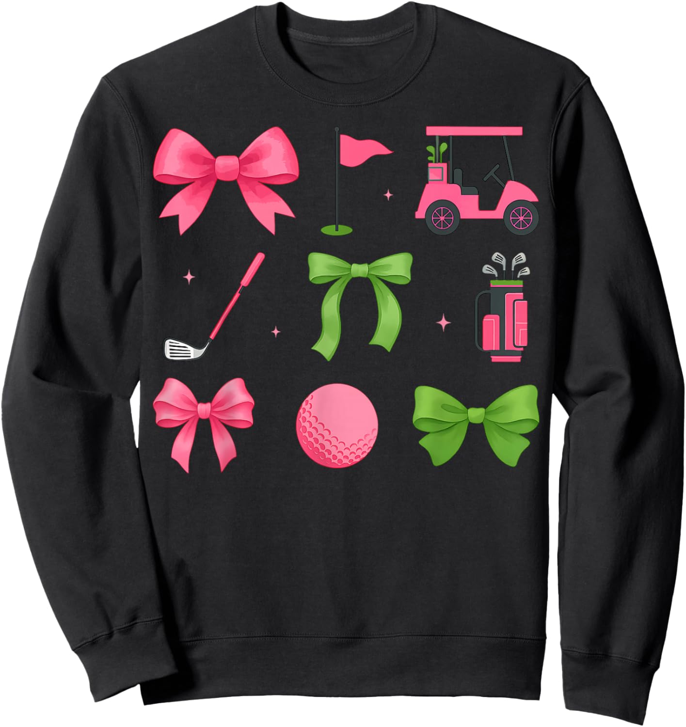 Pink Green Golf Cart Golfer Sweatshirt - Sweatshirt | Black