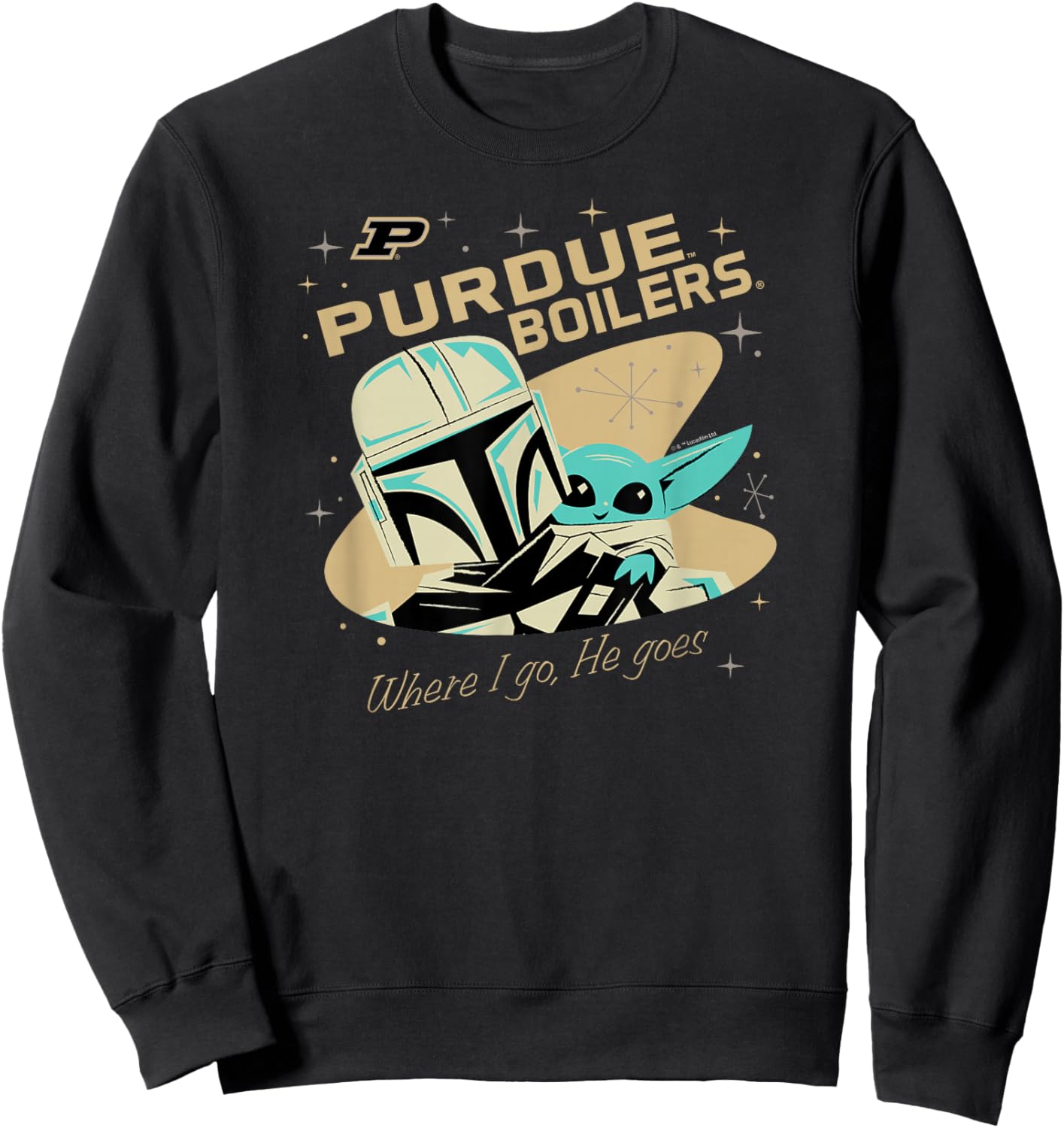 Purdue Boilermakers Star Wars Mandalorian Dark Gray Sweatshirt - Sweatshirt | Black