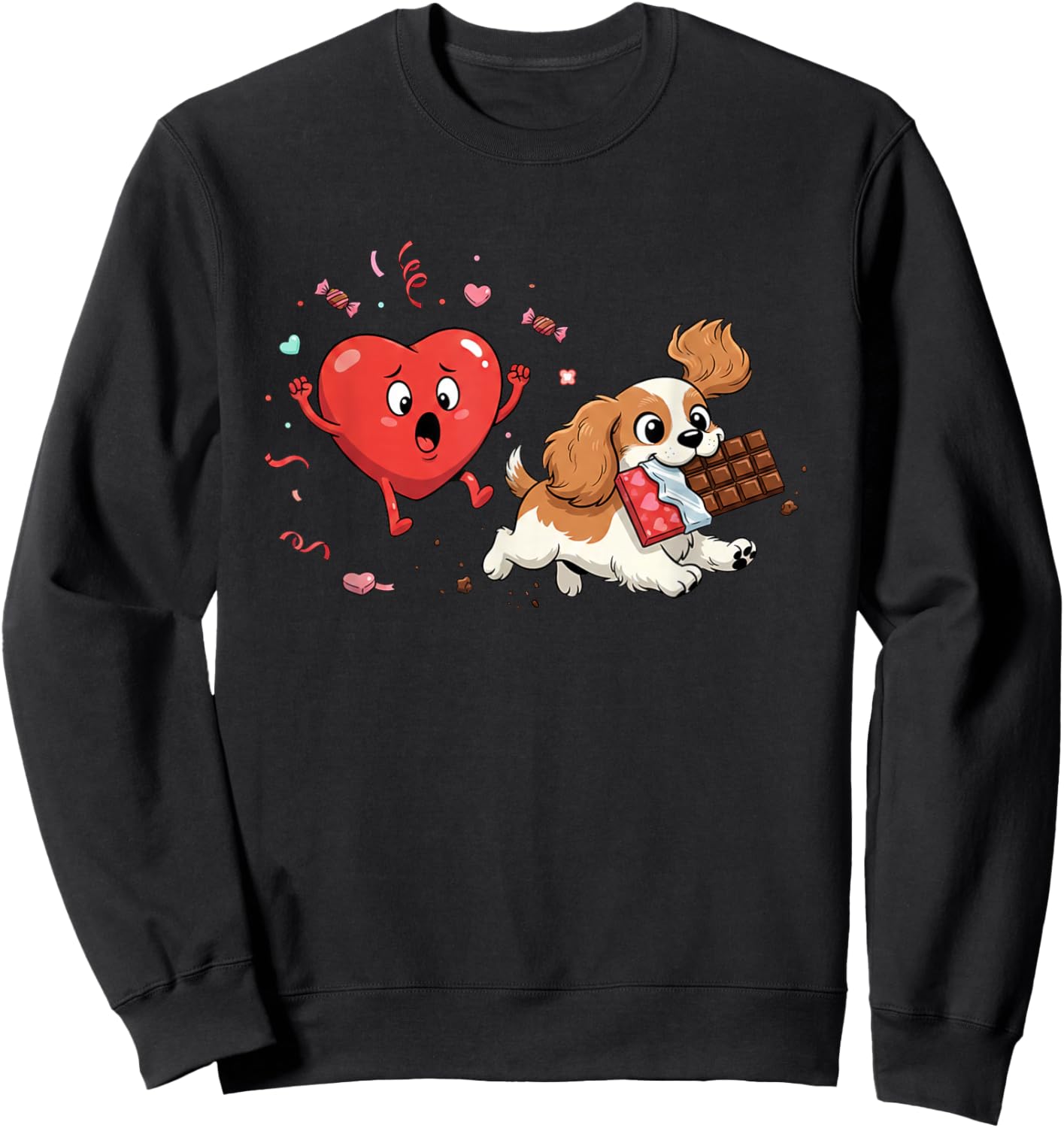 Funny Cavalier King Charles Spaniel Heart Valentine Dog Sweatshirt - Sweatshirt | Black
