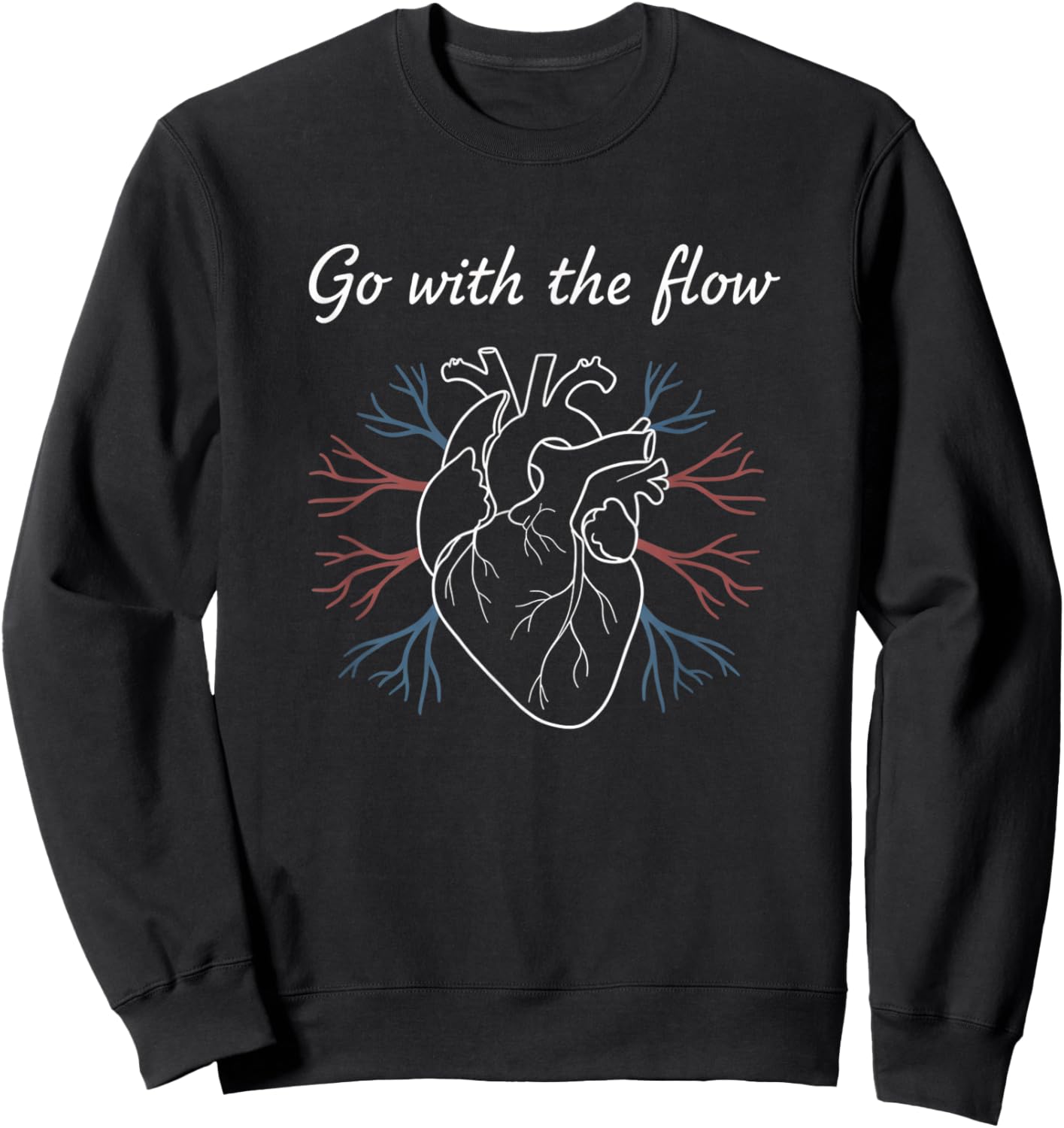 Nurse Cardiac Heart Anatomy - Go with The Flow Sweatshirt - Sweatshirt | Black