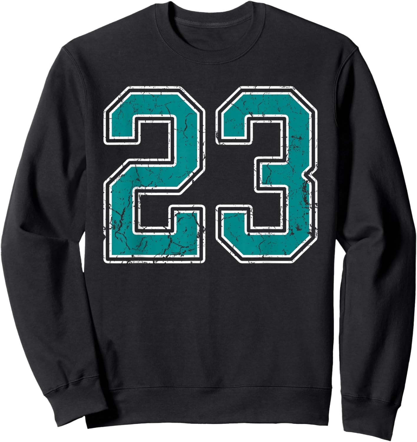Teal and White Number 23 Jersey Player Uniform #23 Fan Sweatshirt - Sweatshirt | Black