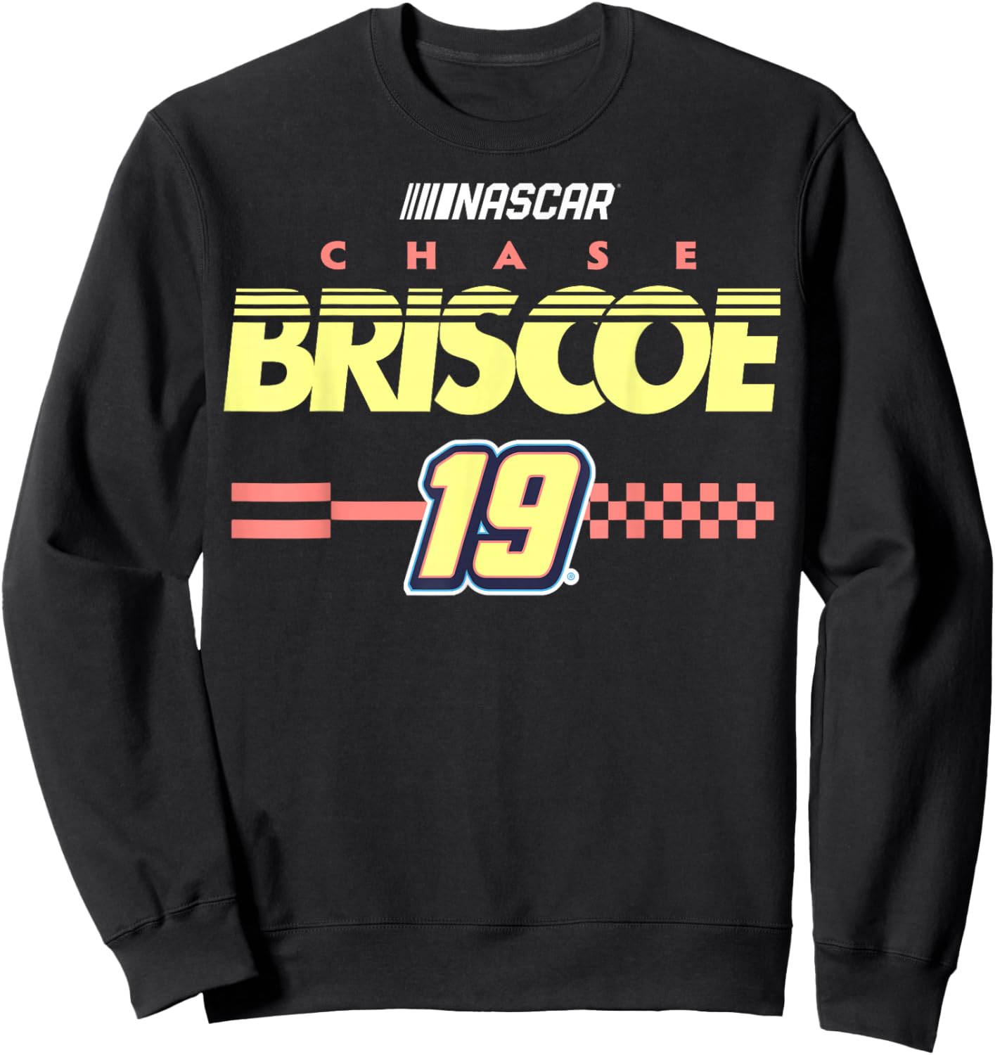 NASCAR Chase Briscoe No. 19 Checkered Pattern Start Line Sweatshirt - Sweatshirt | Black
