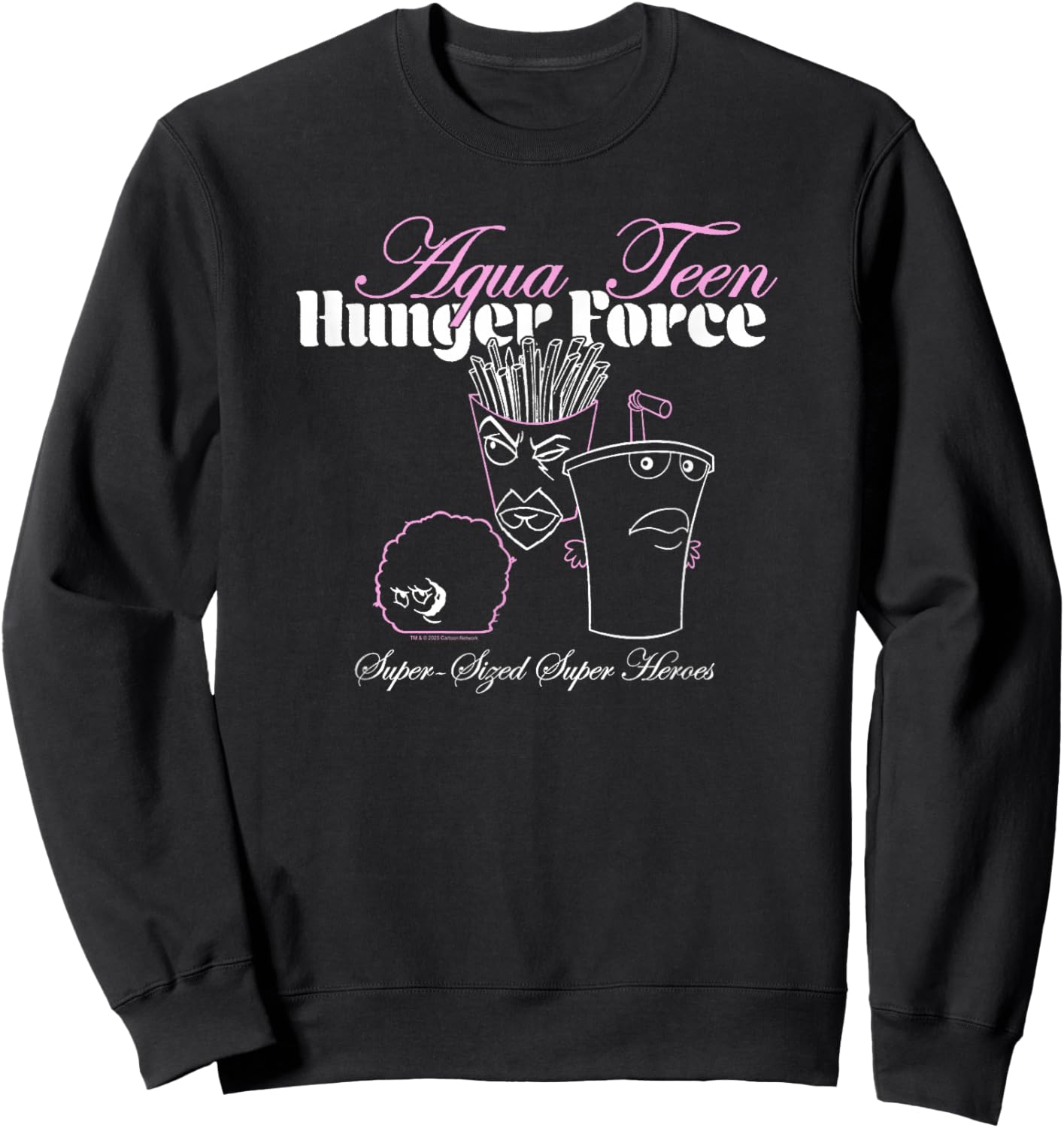 ATHF Super Sized Super Heroes Script Outline Funny Cartoon Sweatshirt - Sweatshirt | Black