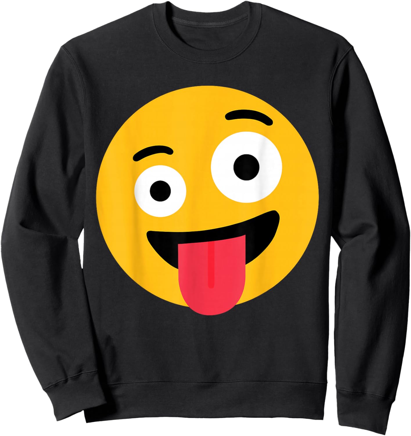 Funny Emoticon Wild Crazy Eyes Excited Zany Face Sweatshirt - Sweatshirt | Black