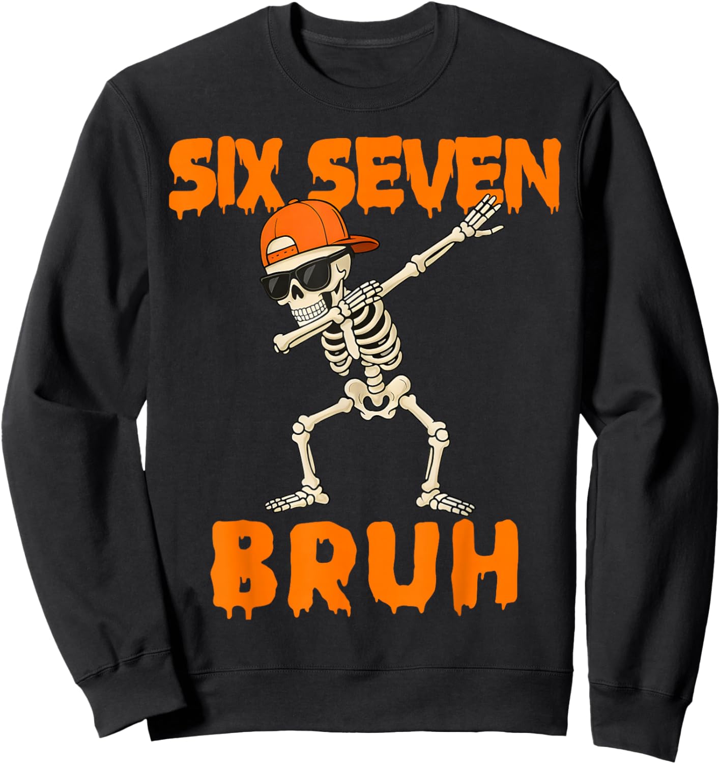 67 Halloween Funny Six Seven Meme Brainrot Pumpkin Kids Bruh Sweatshirt - Sweatshirt | Black
