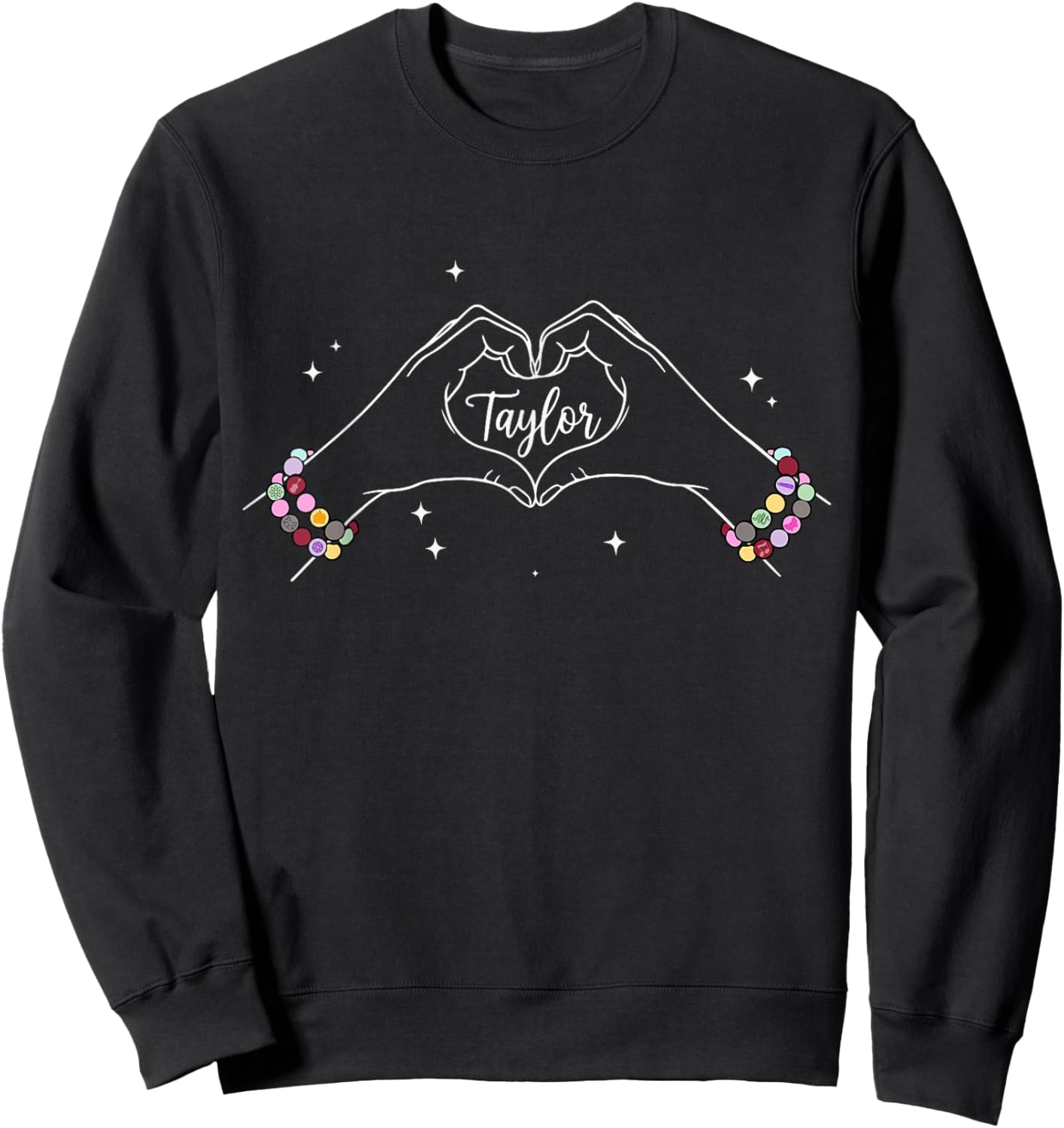 Heart Hands Taylor First Name Girl Vintage 70's 80's Sweatshirt - Sweatshirt | Black