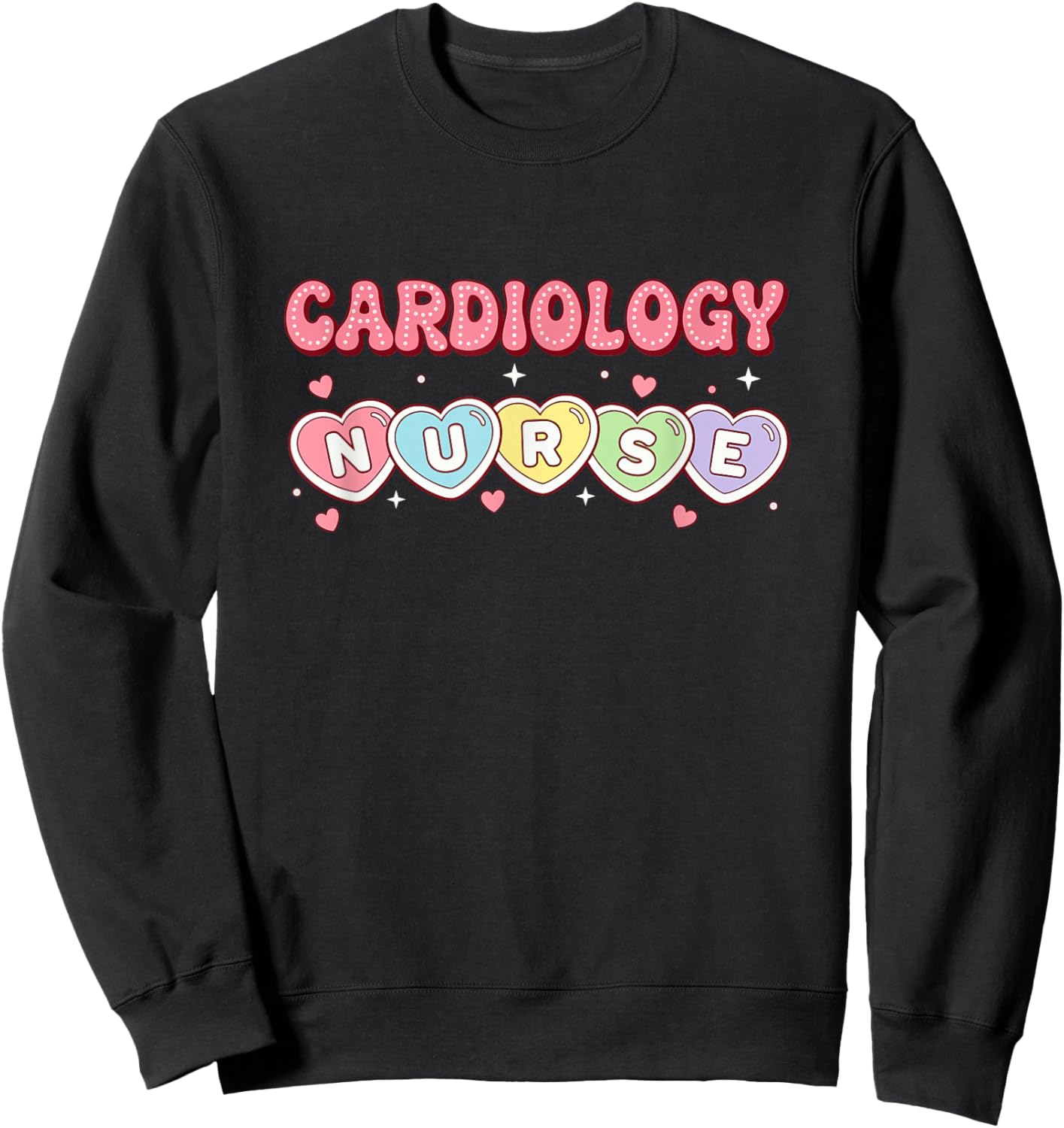 Cardiac Nurse Love Hearts Valentine Cardiology Nurse Sweatshirt - Sweatshirt | Black