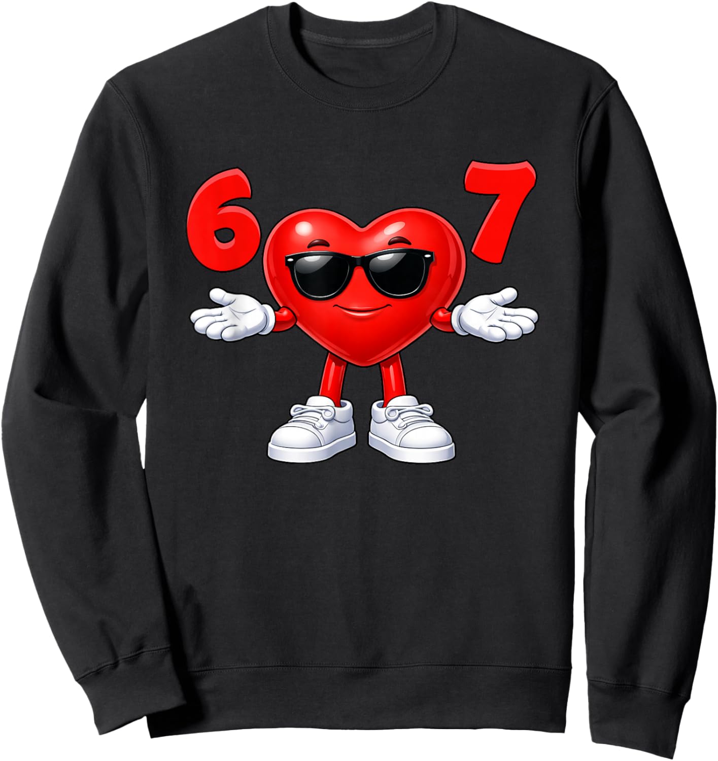 67 Heart 67 Valentines Day Meme Funny Six Seven Teens Kids Sweatshirt - Sweatshirt | Black