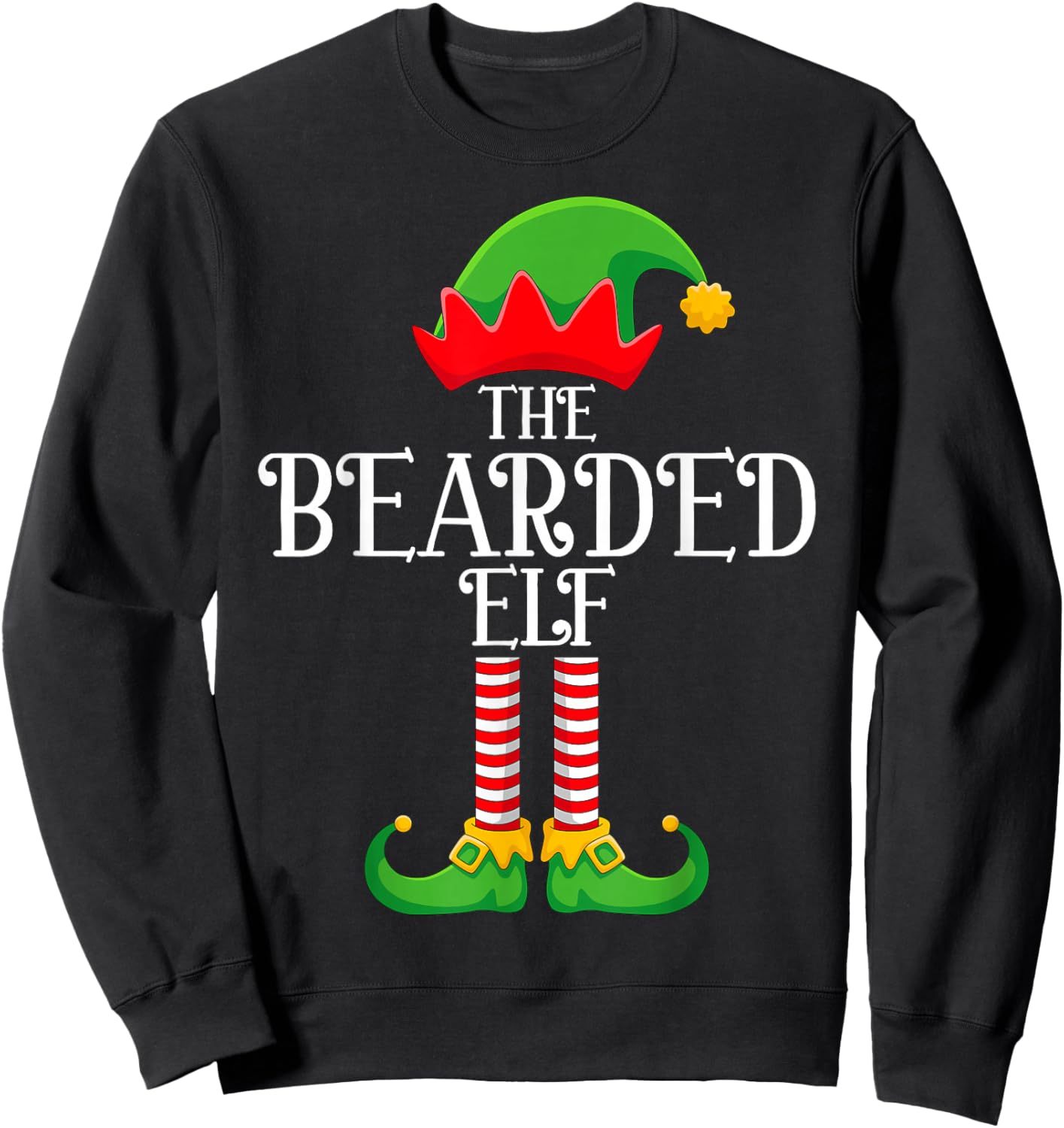 Bearded Elf Christmas Family Matching Funny Love Elf Xmas Sweatshirt - Sweatshirt | Black