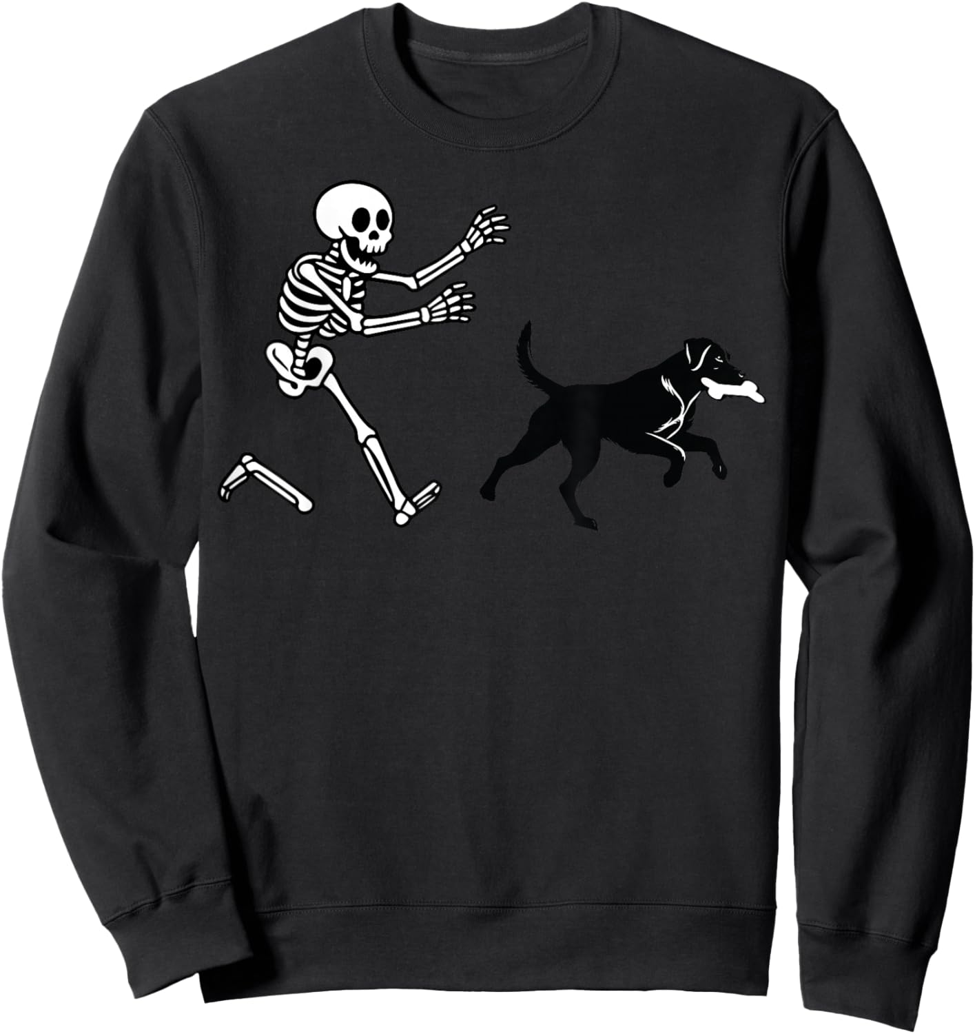 Funny Labrador Running Skeleton Halloween Sweatshirt - Sweatshirt | Black