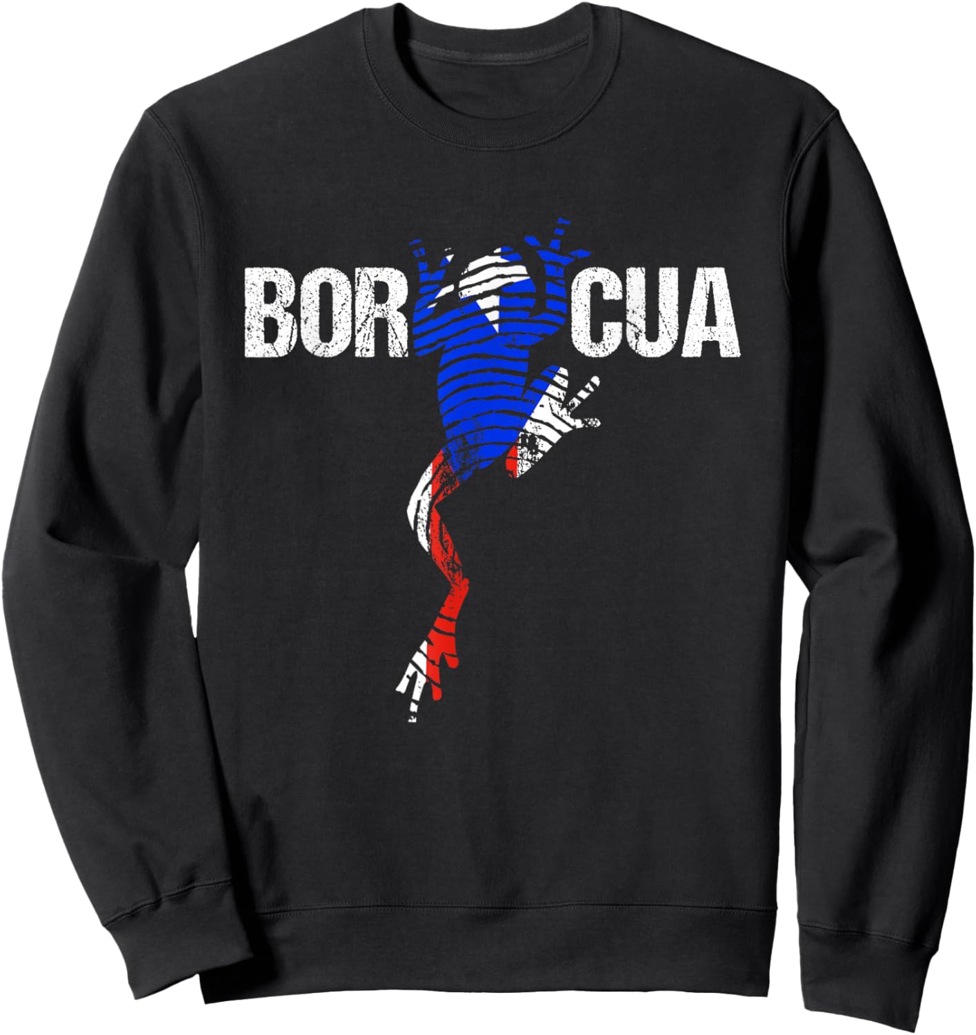 Boricua Coqui Puerto Rico with DNA Fingerprints Sweatshirt - Sweatshirt | Black