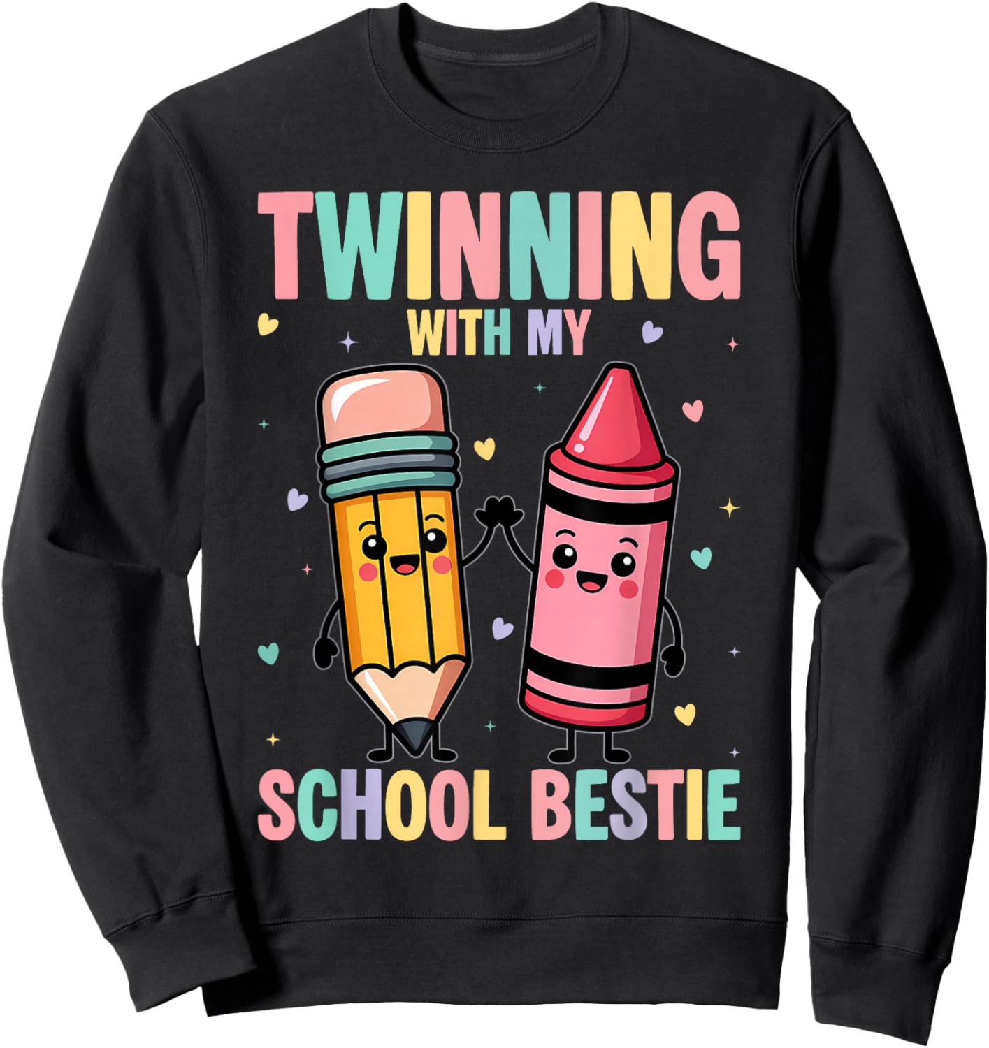 Twinning with My School Bestie Cute Matching Friend Twin Day Sweatshirt - Sweatshirt | Black
