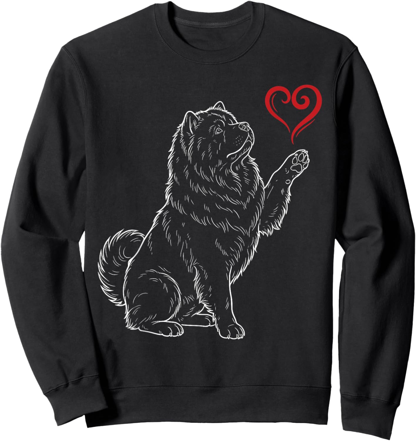 Chow Chow Lover Dog Art Holding Heart Valentines Sweatshirt - Sweatshirt | Black