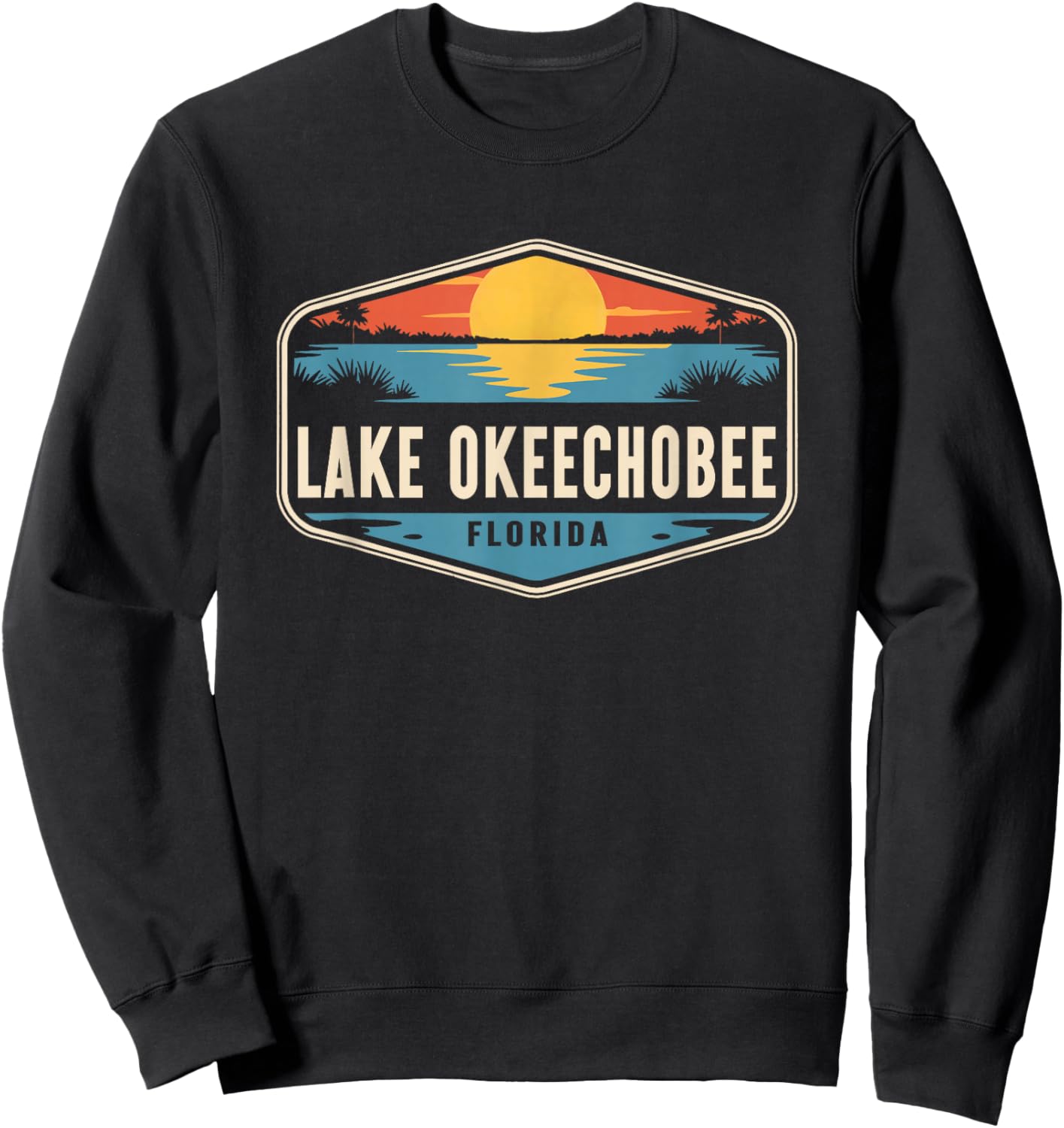 Lake Okeechobee Florida Outdoors Vintage Sweatshirt - Sweatshirt | Black
