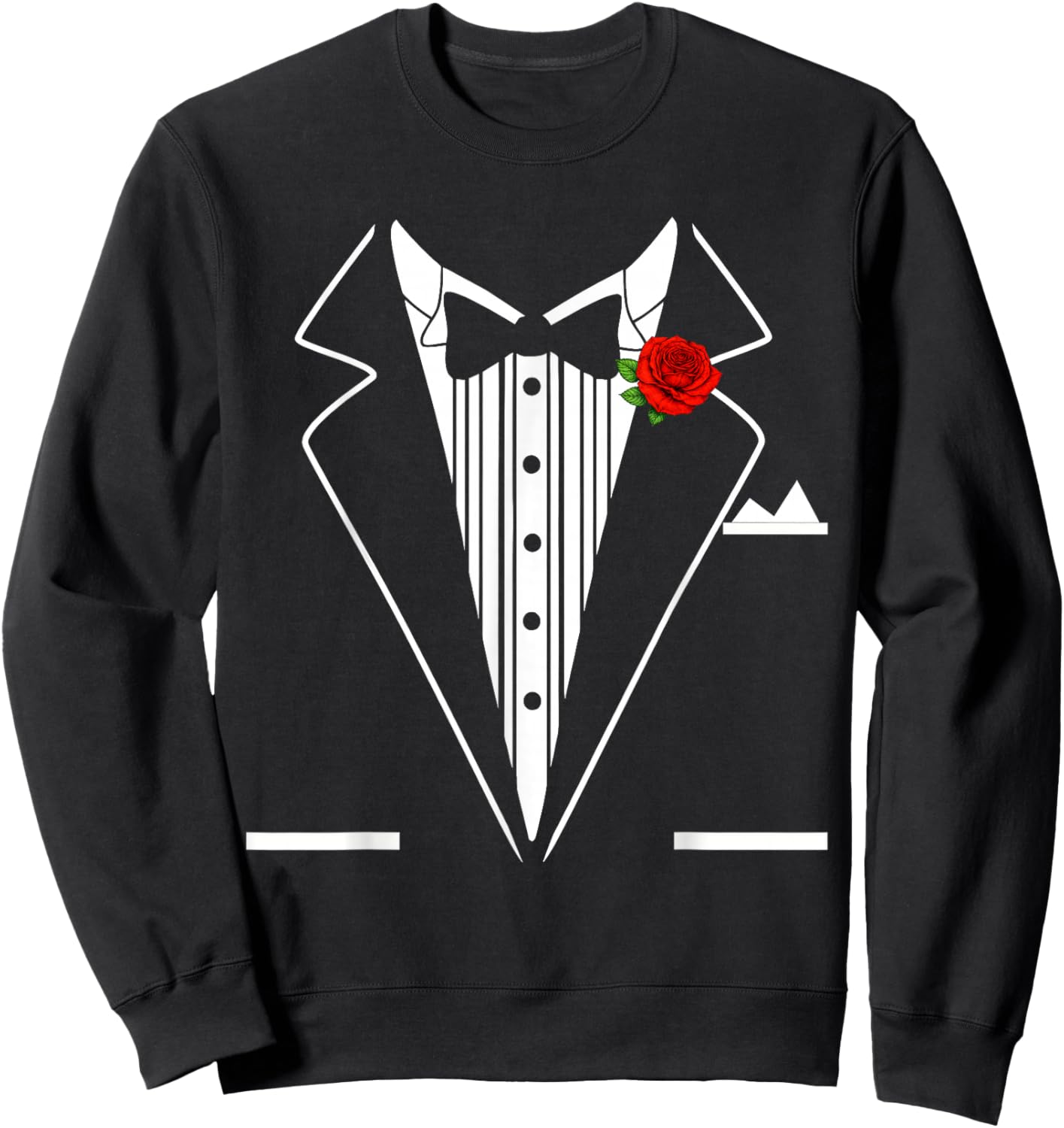 Rose Tuxedo Tux Wedding Prom Costume Party Men Kids Adult Sweatshirt - Sweatshirt | Black