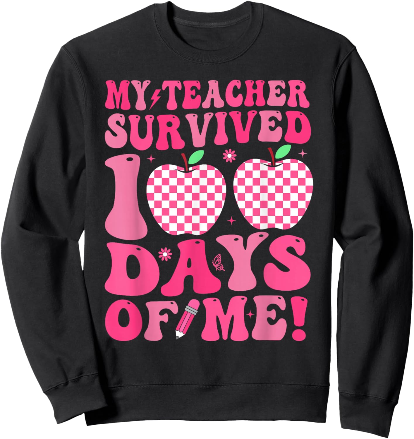 My Teacher Survived 100 Days Boys Kids 100th Day of School Sweatshirt - Sweatshirt | Black