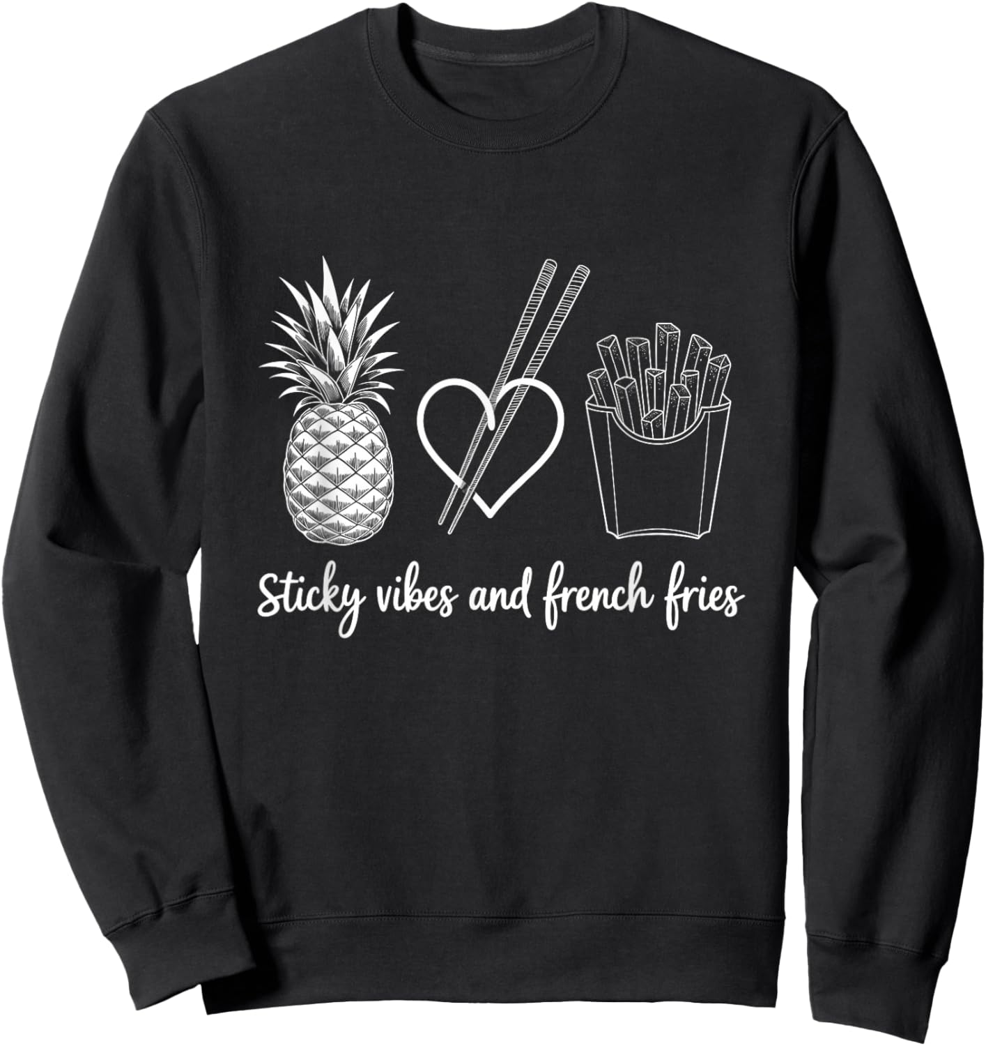 Funny Aesthetic Snack Lover Fries Pineapple Style Sweatshirt - Sweatshirt | Black