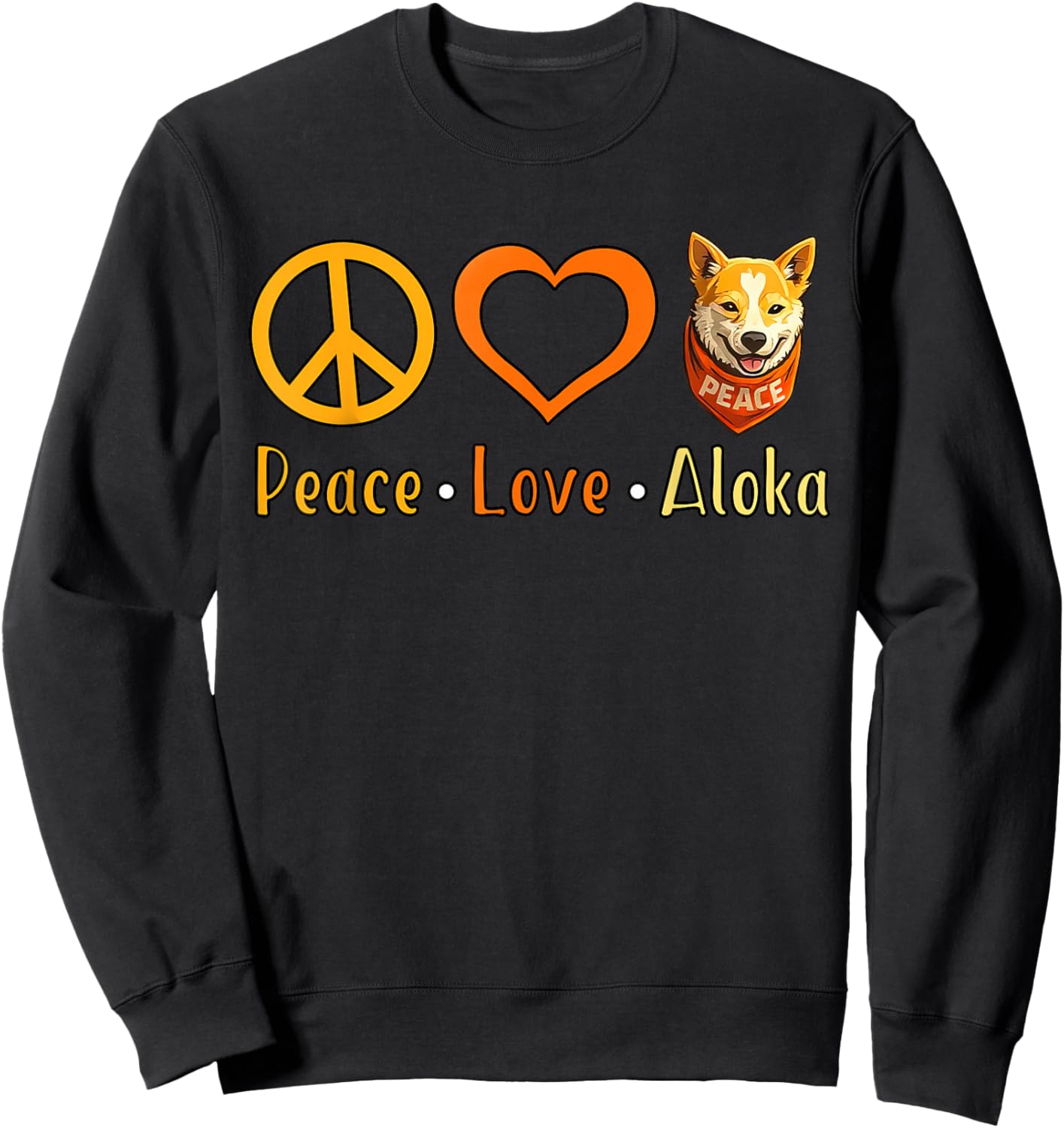 Peace Love Aloka The Peace Dog Women Kids Sweatshirt - Sweatshirt | Black
