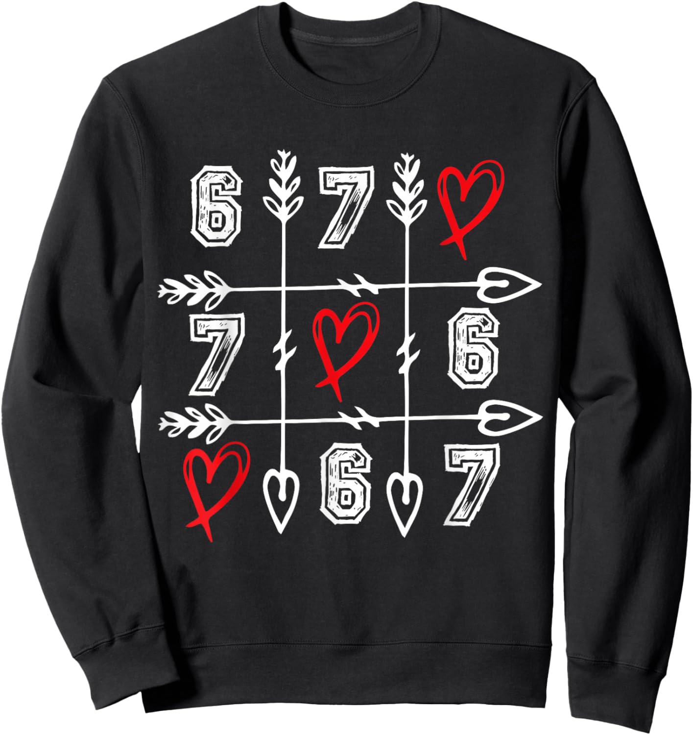 Six Seven 67 Meme 6 7 Valentines Day Heart Men Women Kids Sweatshirt - Sweatshirt | Black