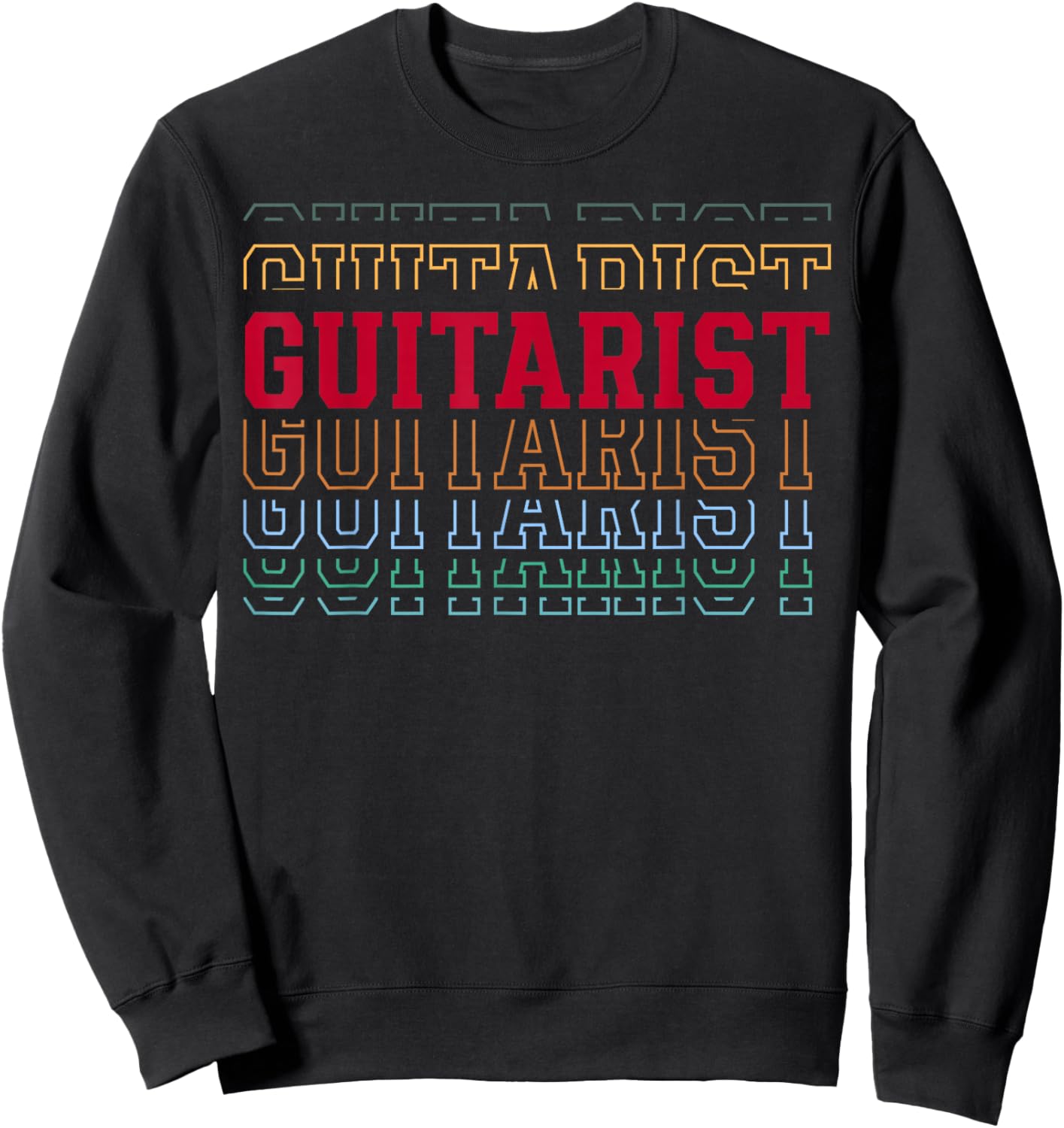 Guitarist Funny Layered Text Guitar Lover Men Women Kids Sweatshirt - Sweatshirt | Black
