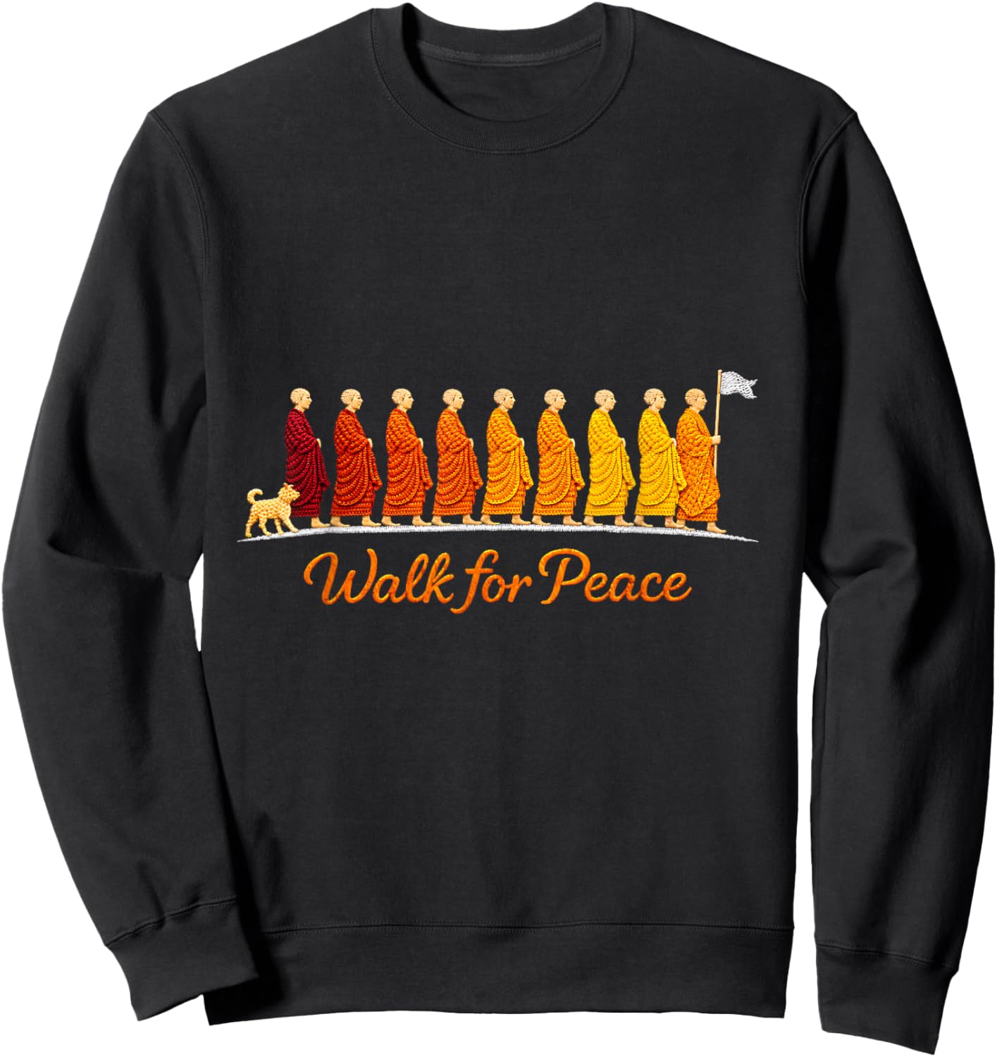 Walking Monks Zen Art Walk for Aloka Peace Sweatshirt - Sweatshirt | Black