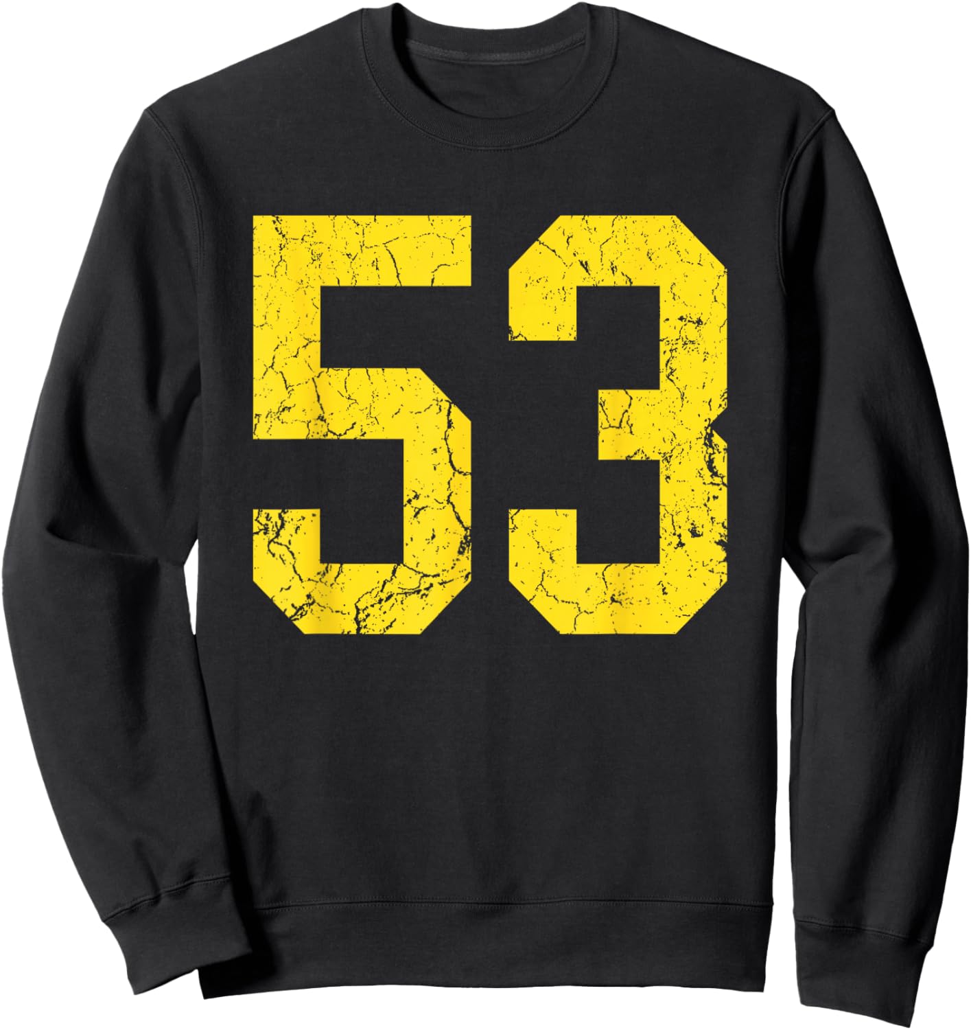 Distressed Bright Gold Number 53 Jersey Player Uniform #53 Sweatshirt - Sweatshirt | Black