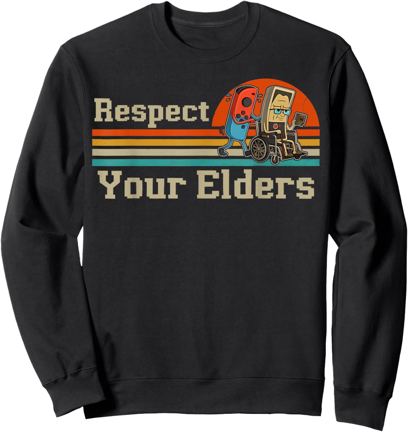 Respect Your Elders Retro Gaming Funny Gamer Controller 80s Sweatshirt - Sweatshirt | Black