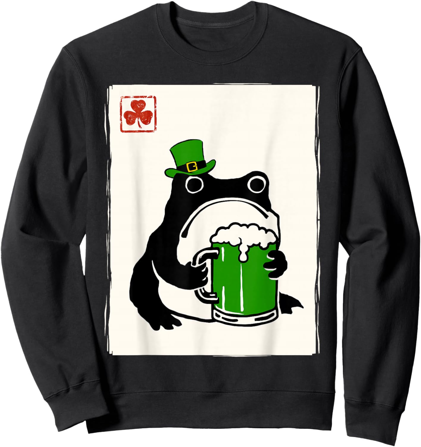 Grumpy Frog St Patty's Shamrock Beer Funny St Patrick's Day Sweatshirt - Sweatshirt | Black