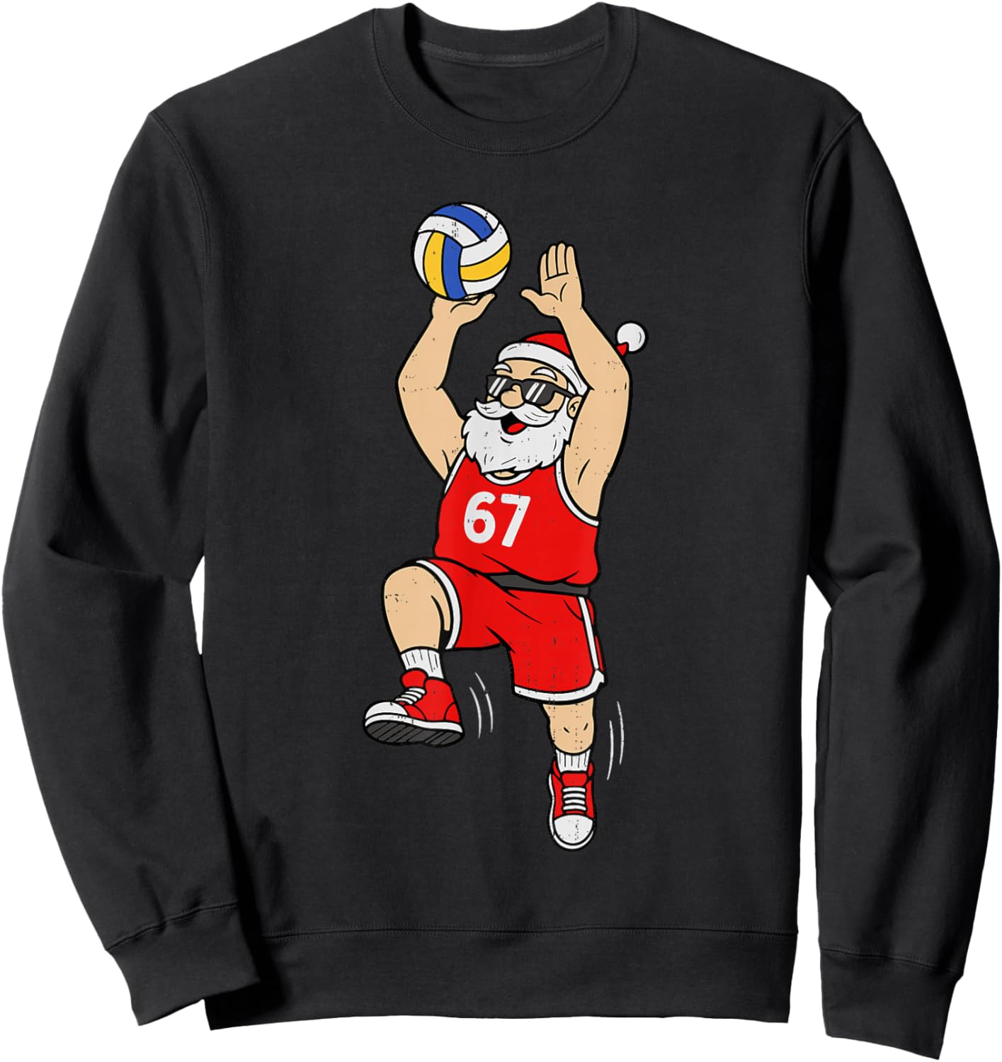 67 Volleyball Santa Six Seven Meme Christmas Sport Boys Sweatshirt - Sweatshirt | Black