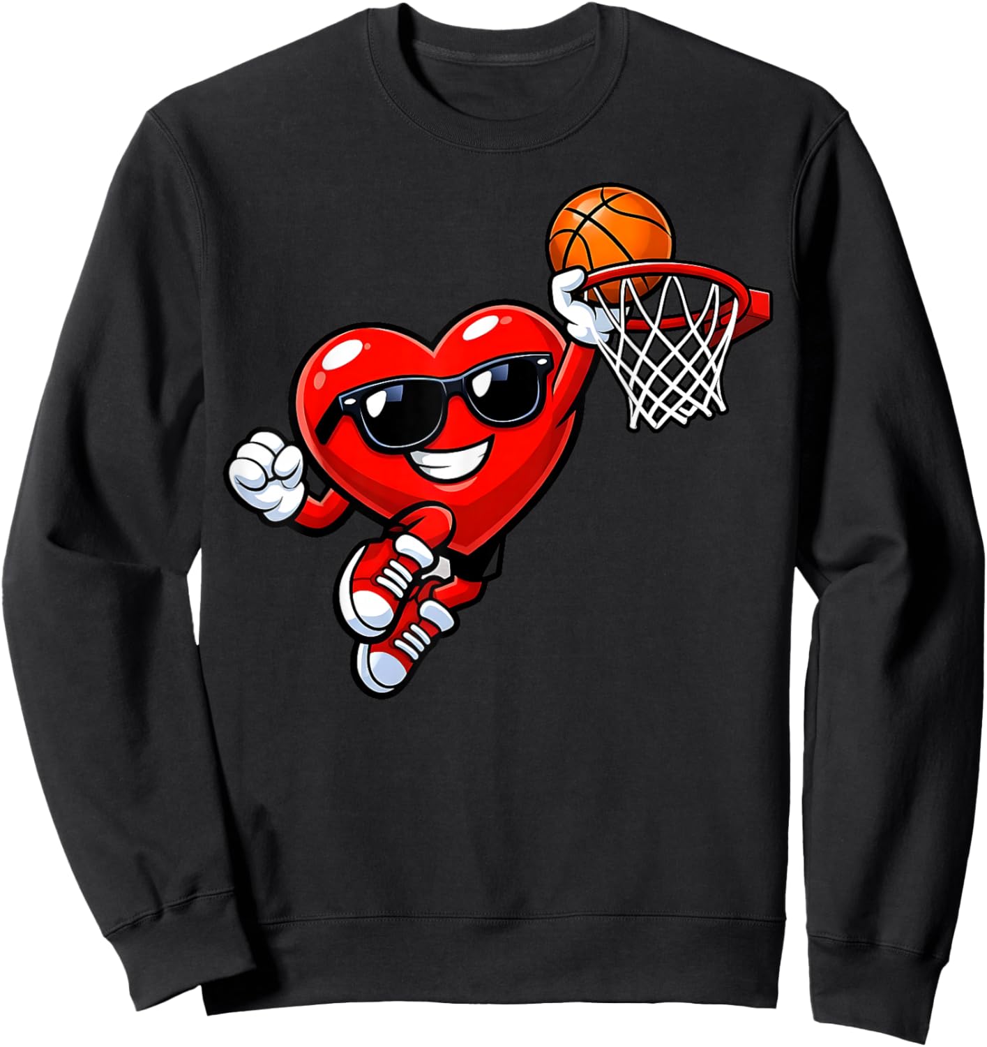 Valentines Day Basketball Heart Dunking Men Boys Kids Youth Sweatshirt - Sweatshirt | Black