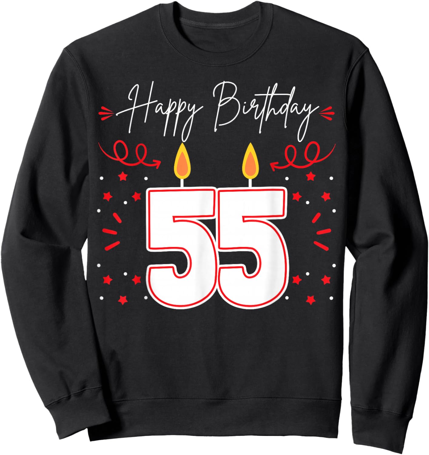 Candle 55 Birthday Party Decoration Wishes Candlelight Cake Sweatshirt - Sweatshirt | Black