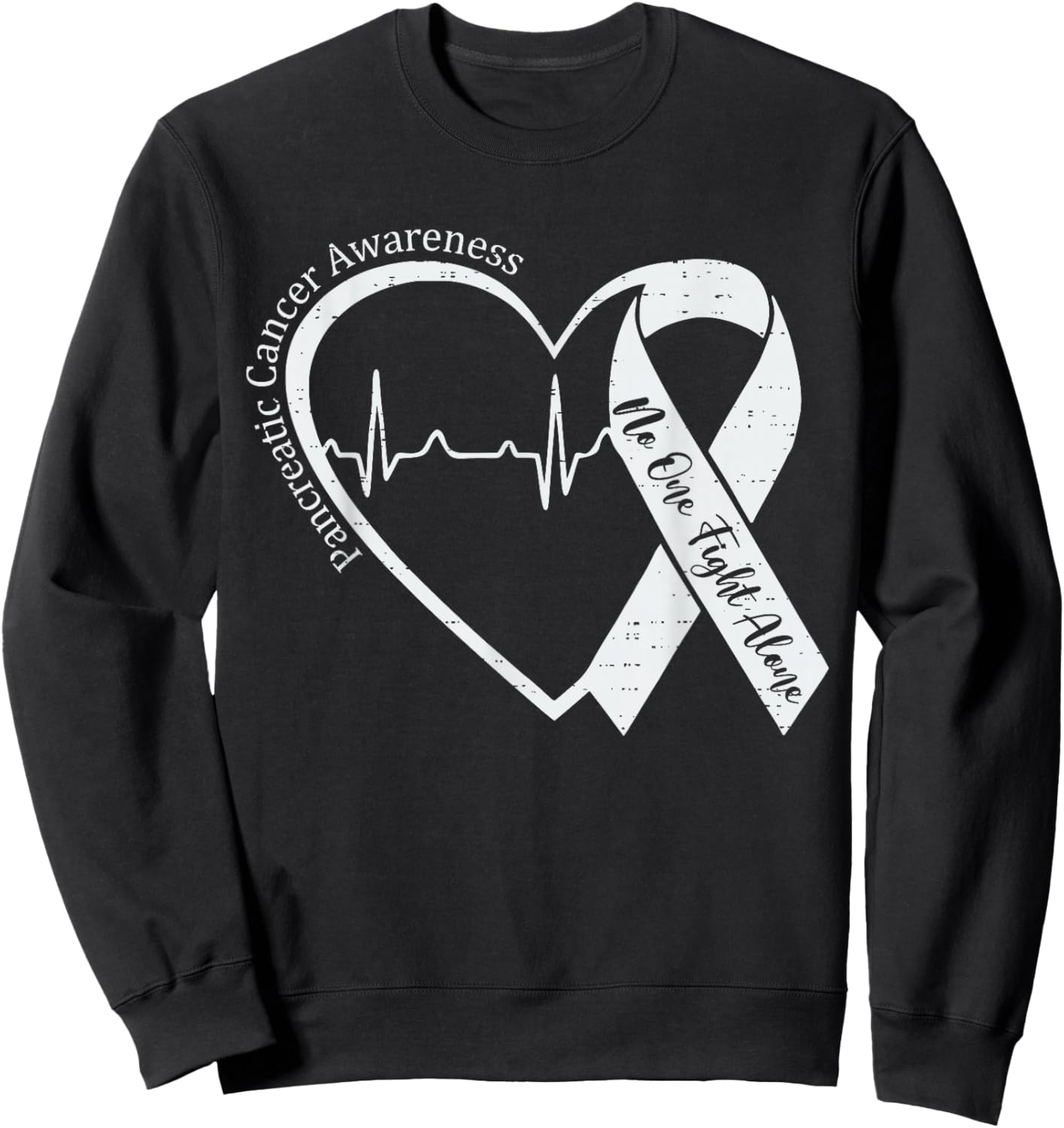 Pancreatic Cancer Awareness Heart Ribbon Purple Adult Kids Sweatshirt - Sweatshirt | Black