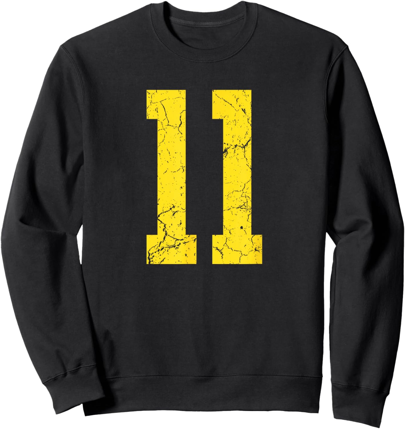 Distressed Bright Gold Number 11 Jersey Player Uniform #11 Sweatshirt - Sweatshirt | Black