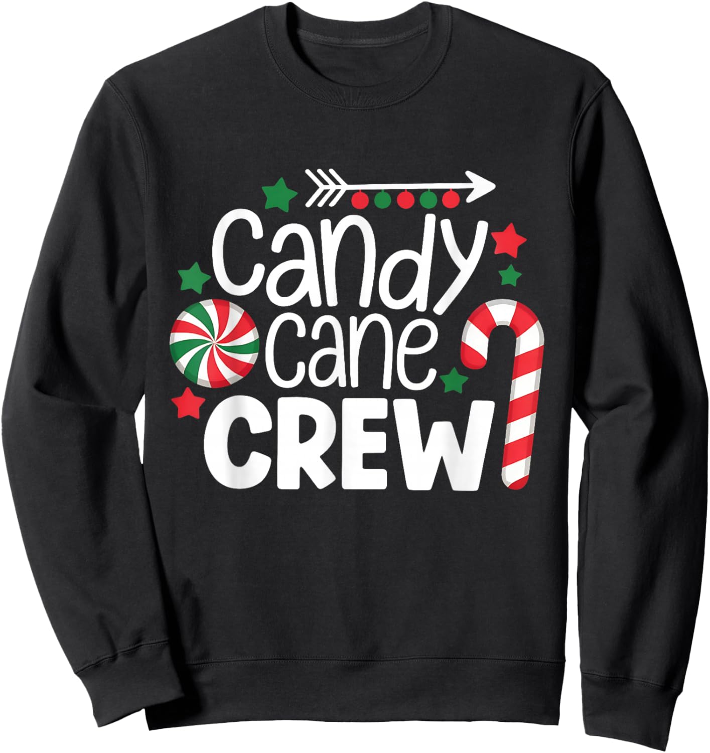 Christmas Candy Cane Crew Shirt Women Girls Boys Kids Xmas Sweatshirt - Sweatshirt | Black