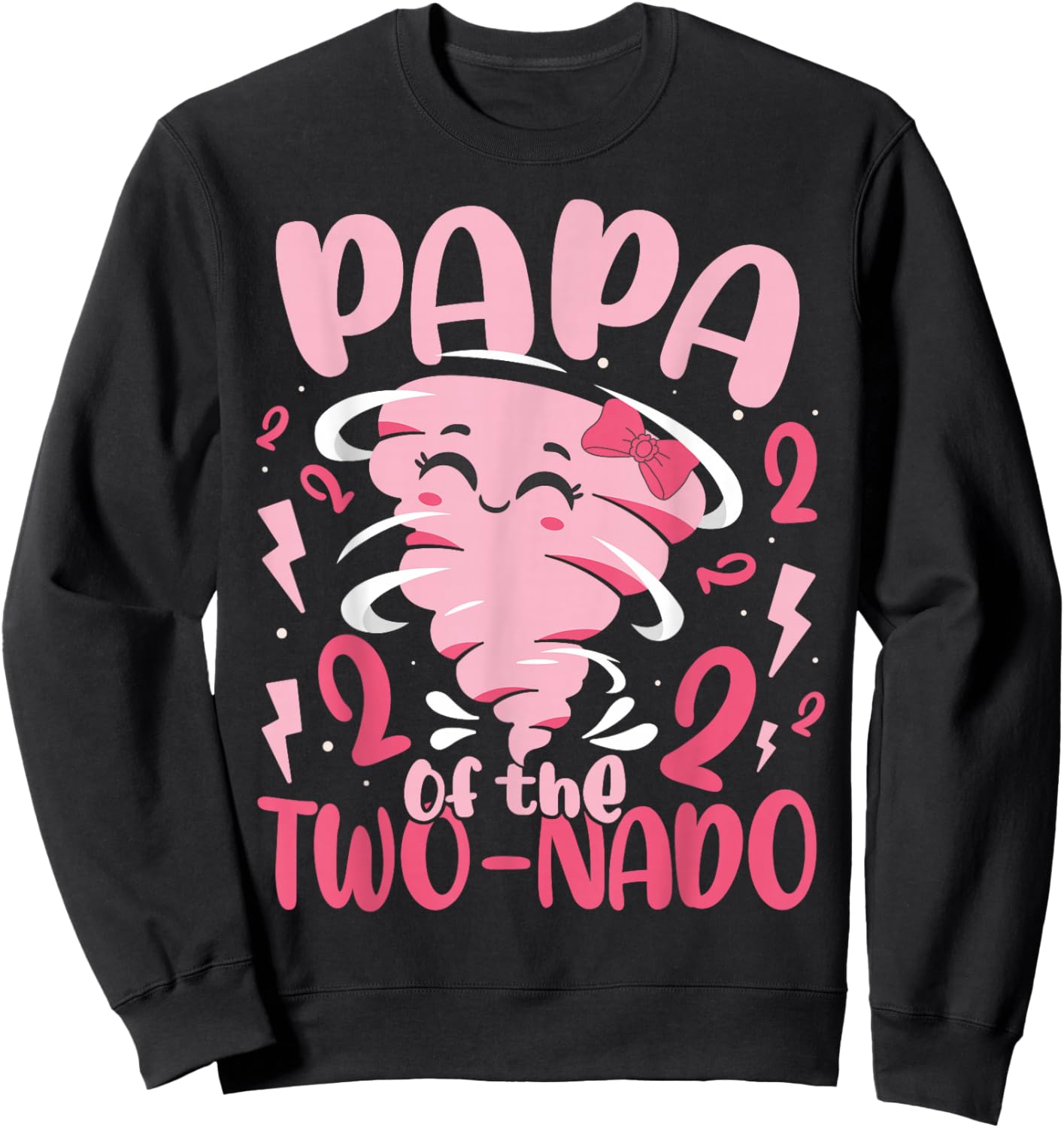 Papa of The Two-nado Tornado Themed 2nd Birthday Party Kids Sweatshirt - Sweatshirt | Black