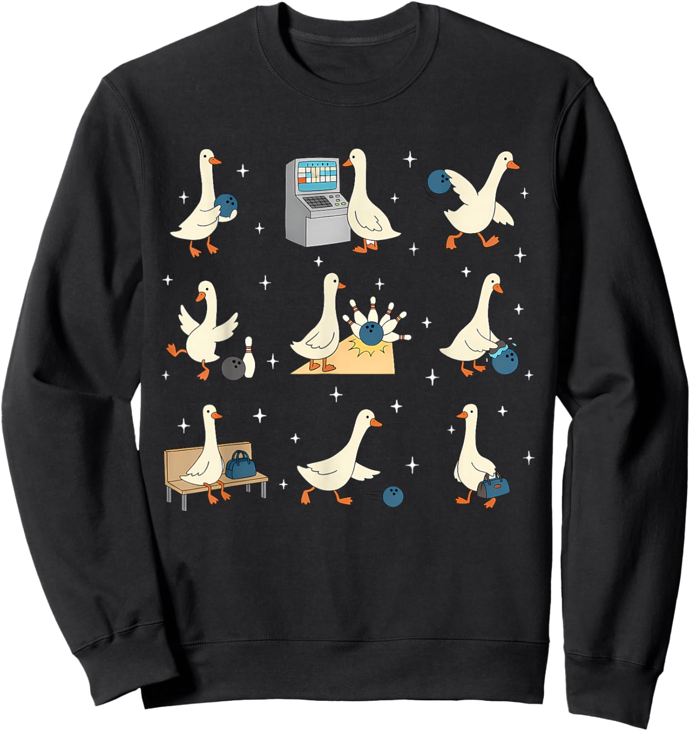 Funny Bowling Goose Meme Bowling Player Humor Sweatshirt - Sweatshirt | Black