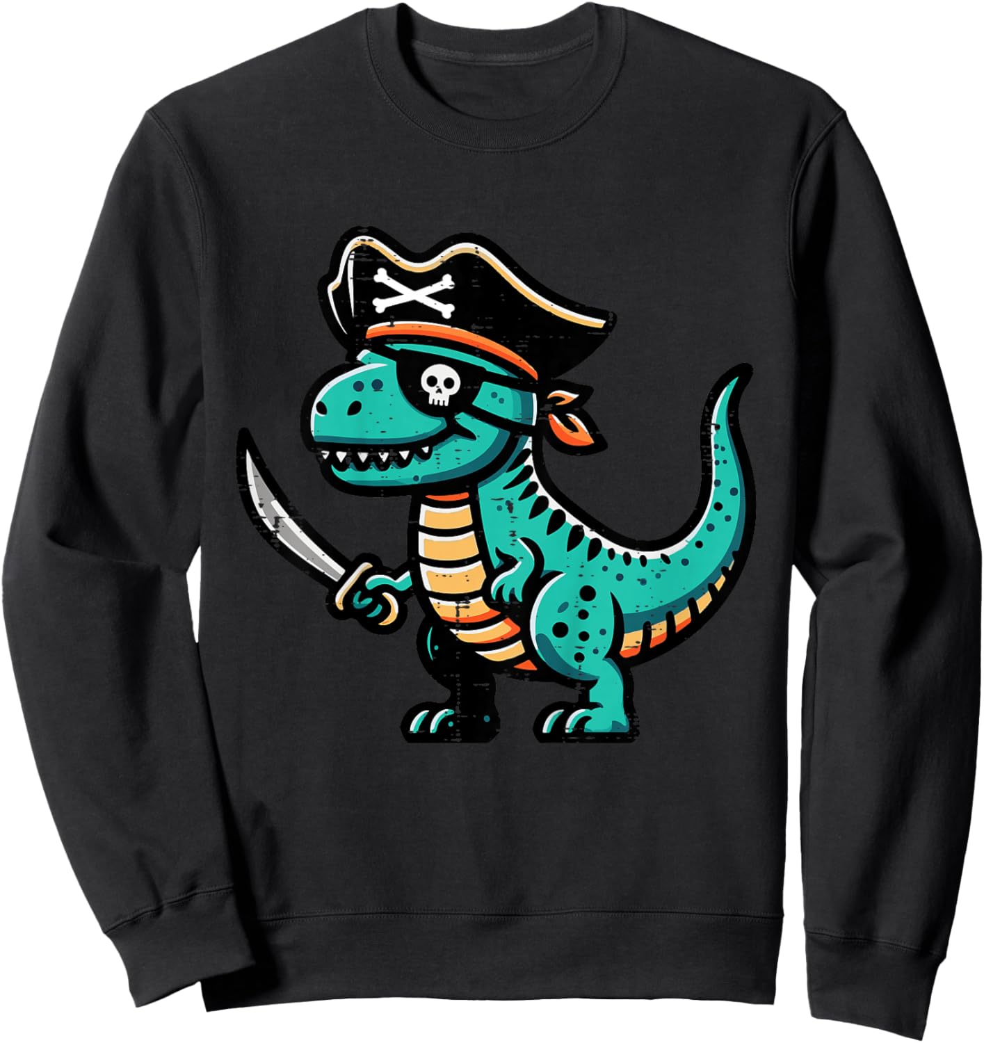 Kids Pirate Dinosaur Trex Sword Cute Costume Boys Kids Toddler Sweatshirt - Sweatshirt | Black