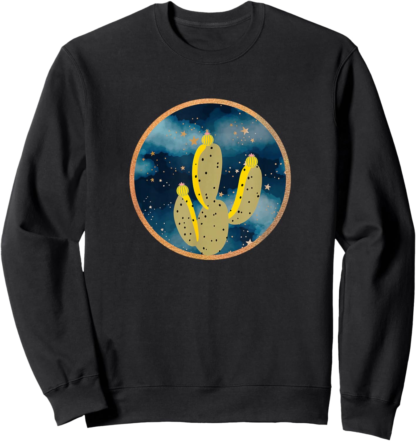 Desert Cactus Under Starry Night Sky Sweatshirt - Sweatshirt | Black