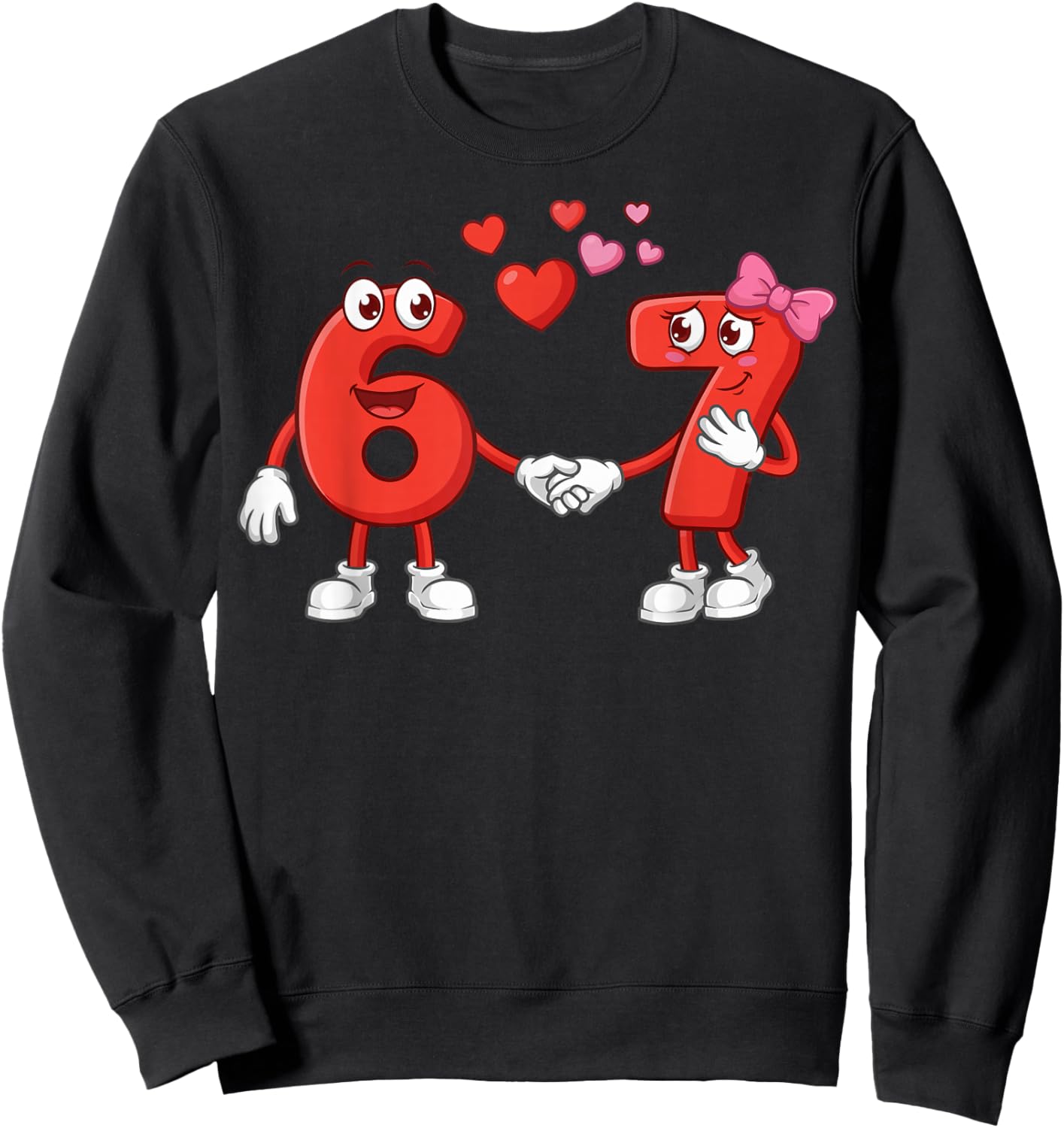 Six Seven Meme 6 7 Hearts Couple Matching 67 Valentines Sweatshirt - Sweatshirt | Black