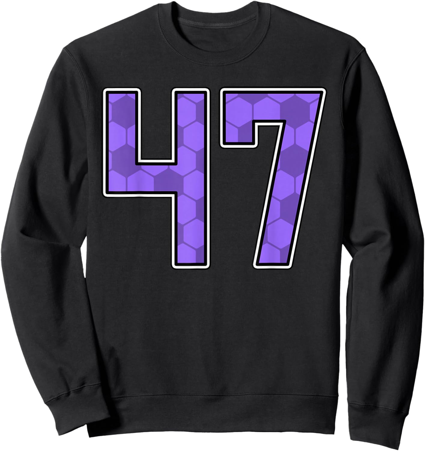 Purple Soccer Pattern Number 47 Jersey Player Uniform #47 Sweatshirt - Sweatshirt | Black