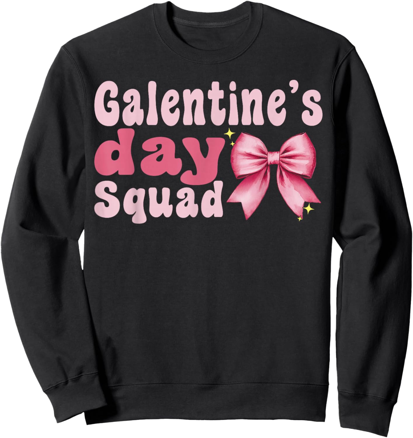 Galentine Day Squad Heart Coquette Bow Valentine's Sweatshirt - Sweatshirt | Black